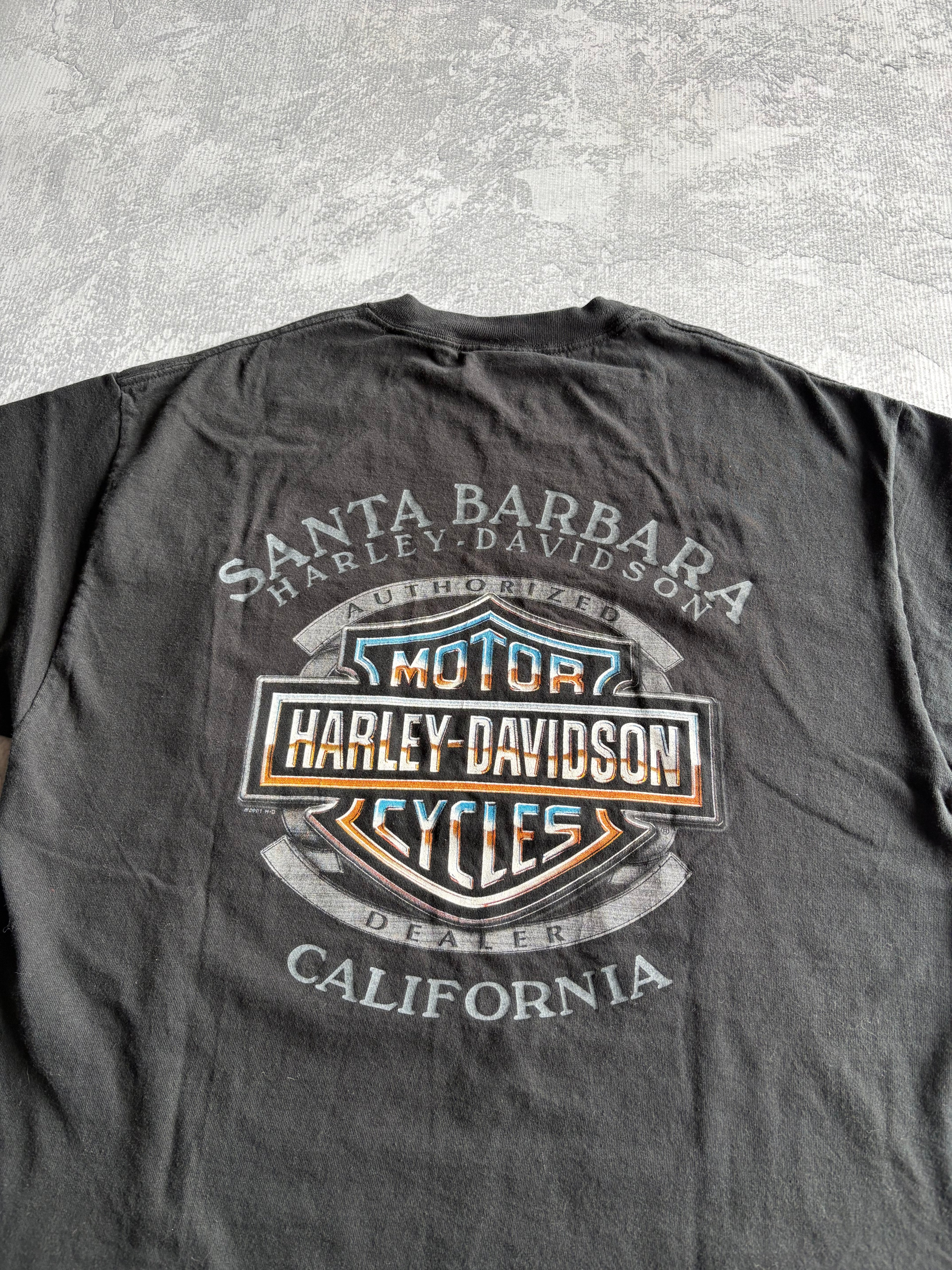 Vintage 90s Harley Davidson Eagle Black Pocket Tee Shirt - L
