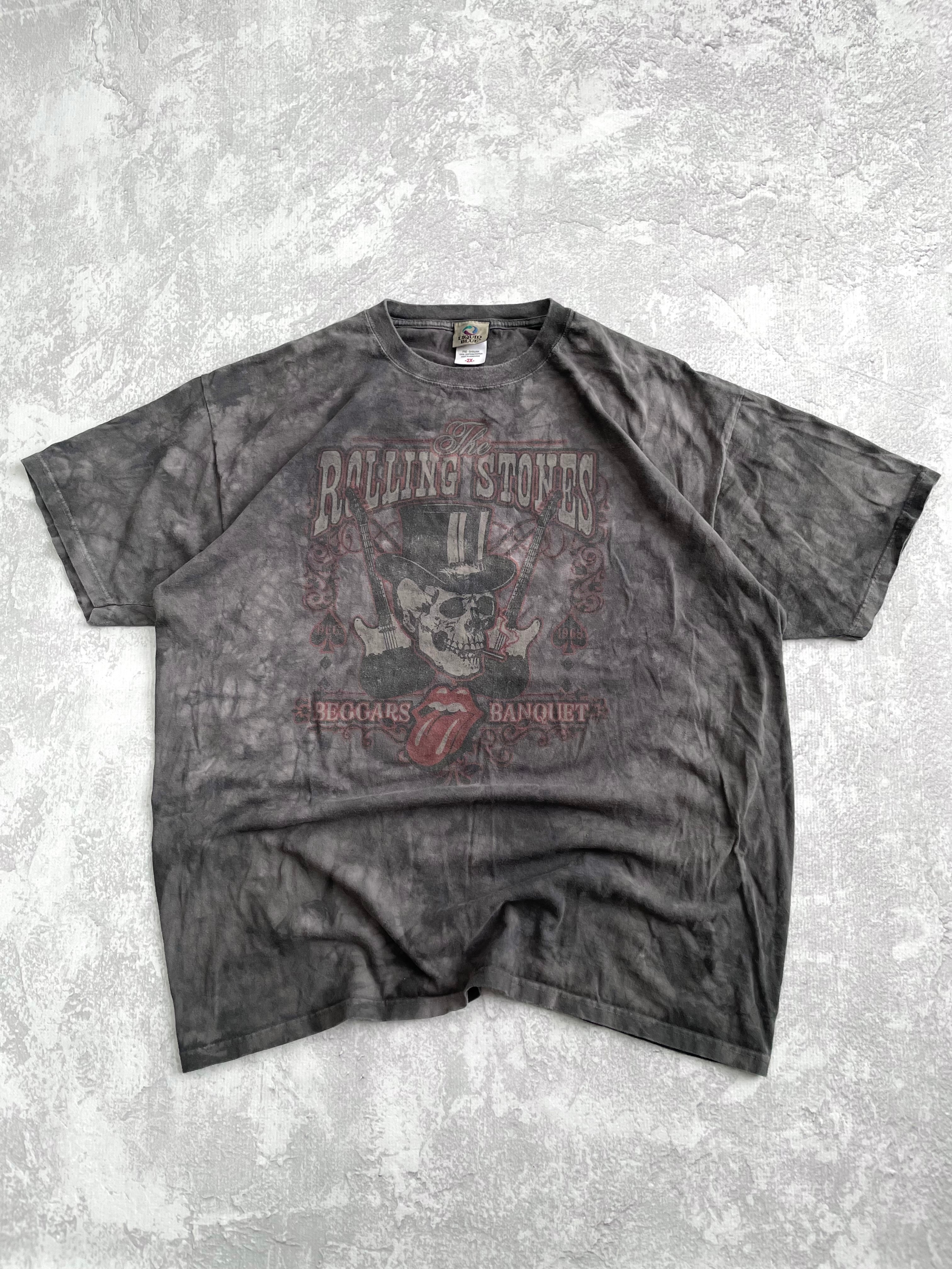 Vintage 2000s Rolling Stones Beggars Banquet Tie Dye Liquid Blue Tee Shirt - 2XL