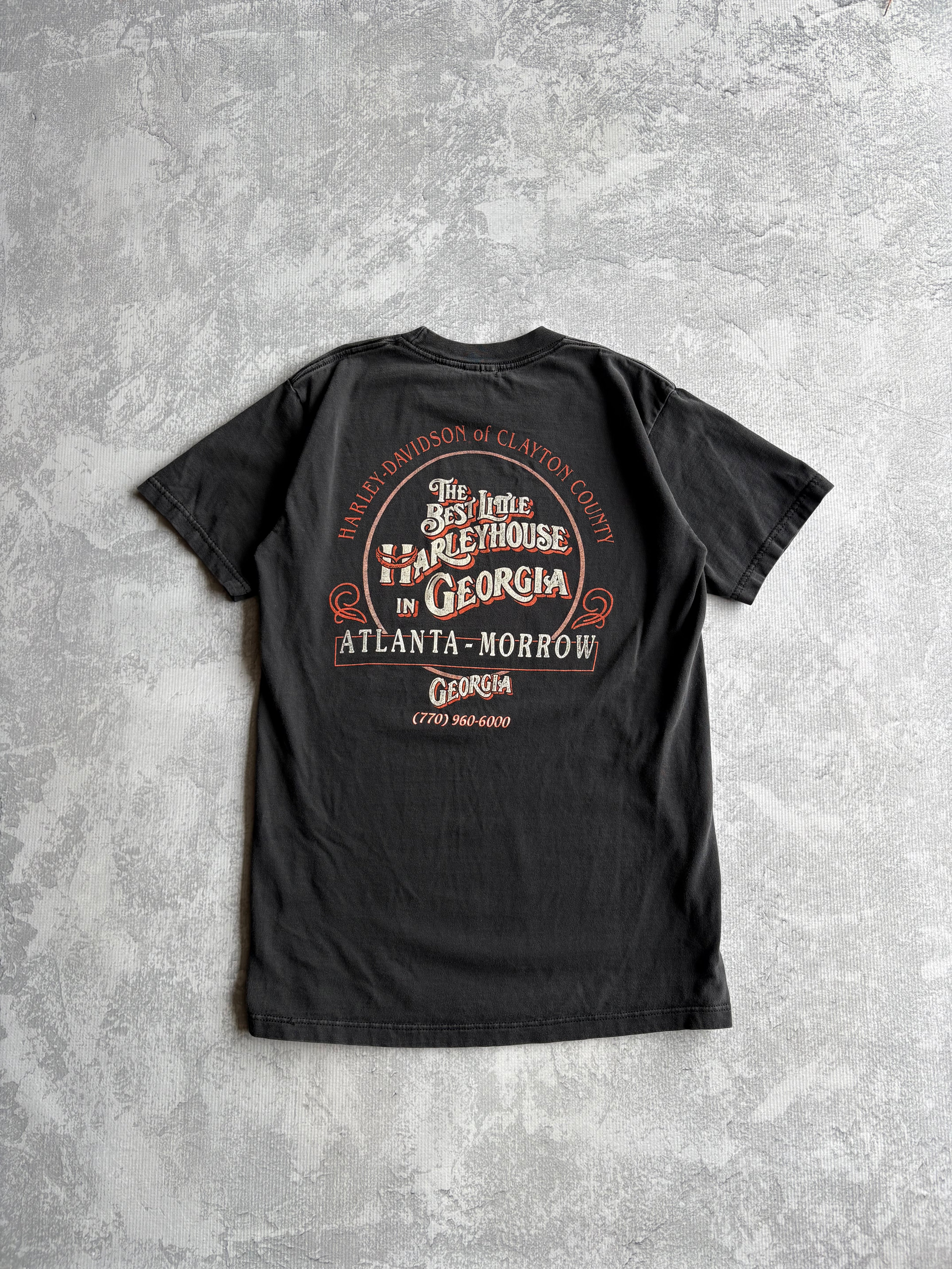 Vintage Harley Davidson Logo Eagle Faded Black Tee Shirt - L