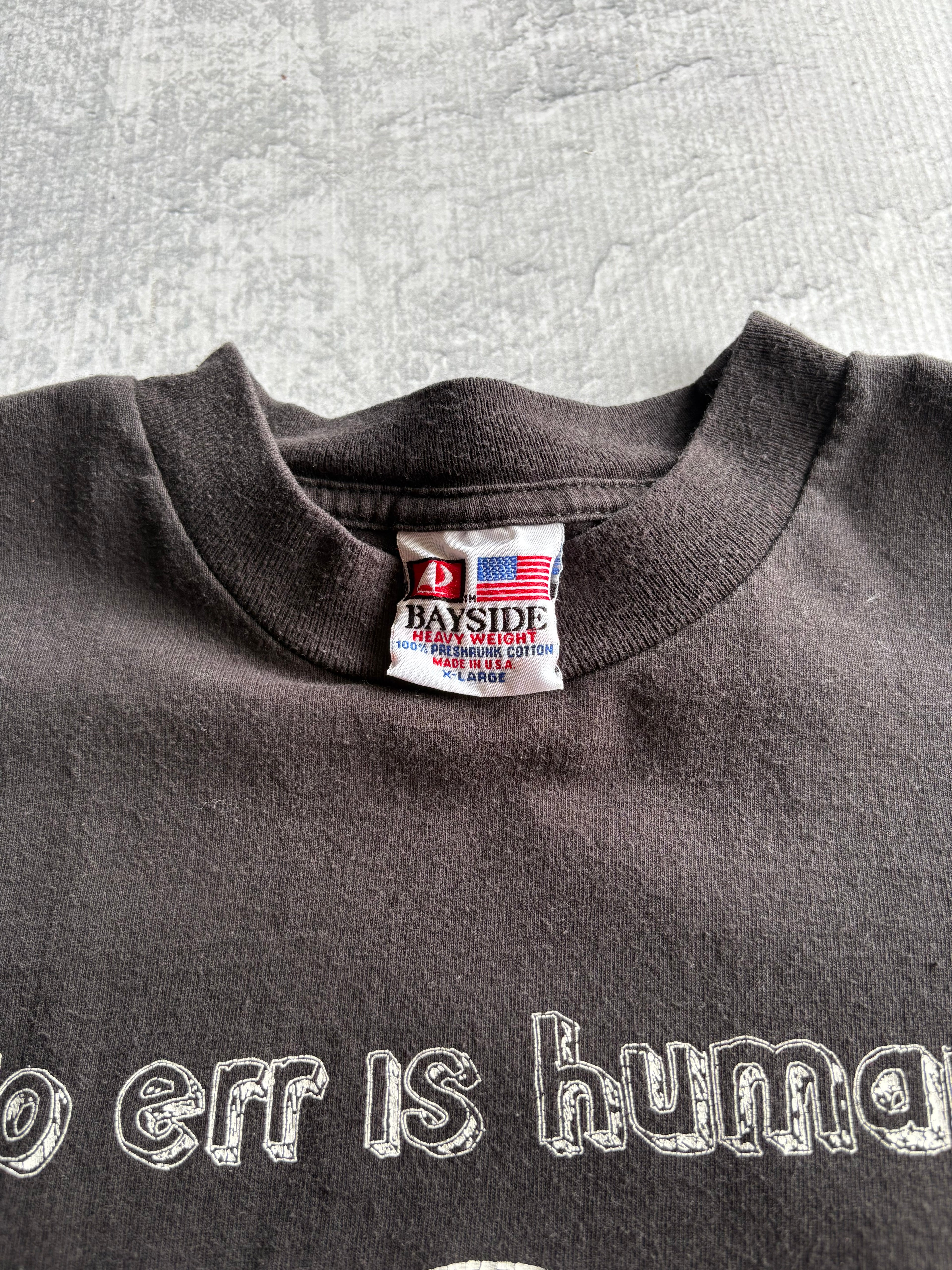 Vintage To Err is Human, to Arr is Pirate Cropped Boxy Black Tee Shirt - L