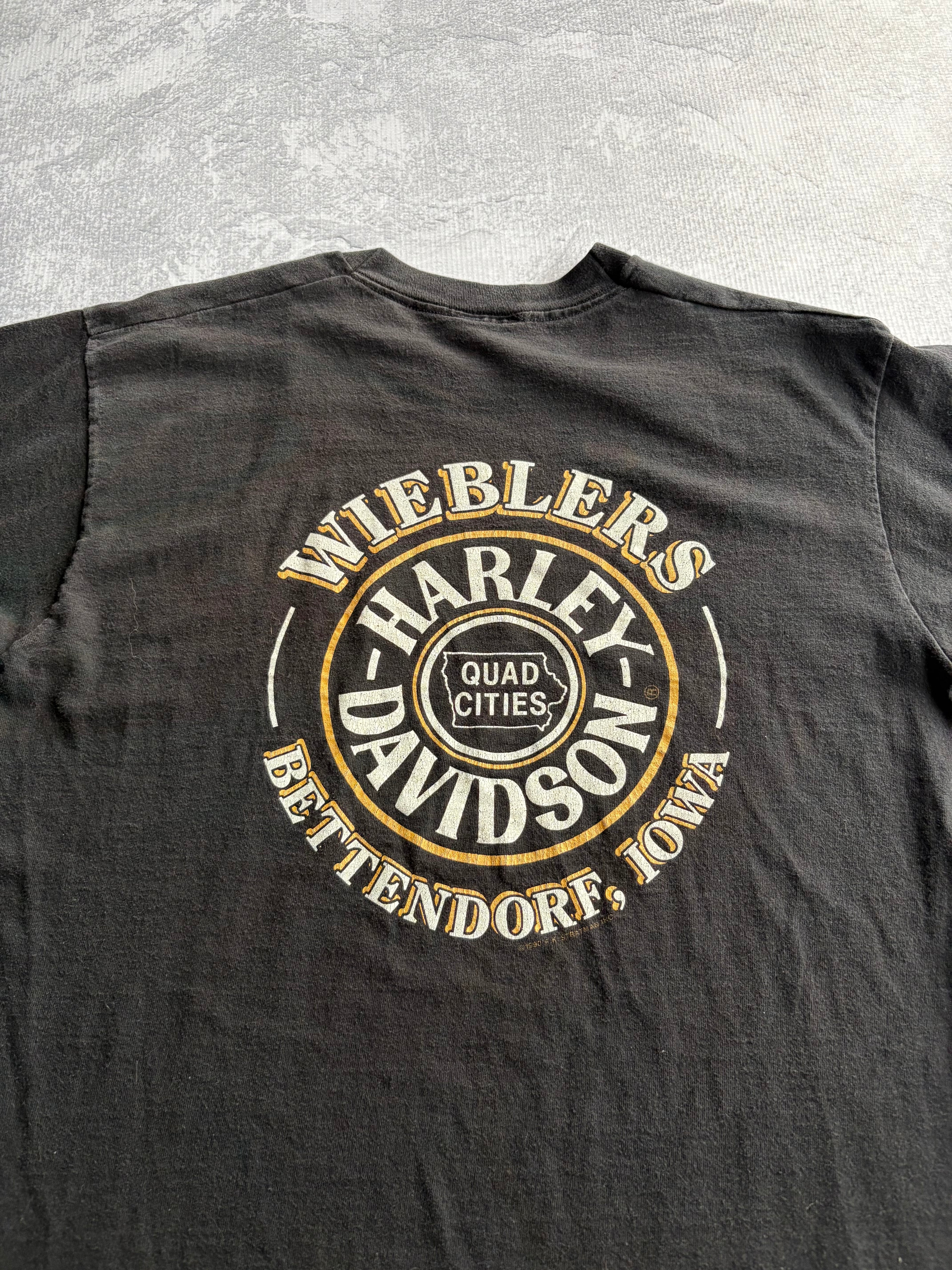 Vintage 1995 Harley Davidson Marble Logo Tee Shirt - L