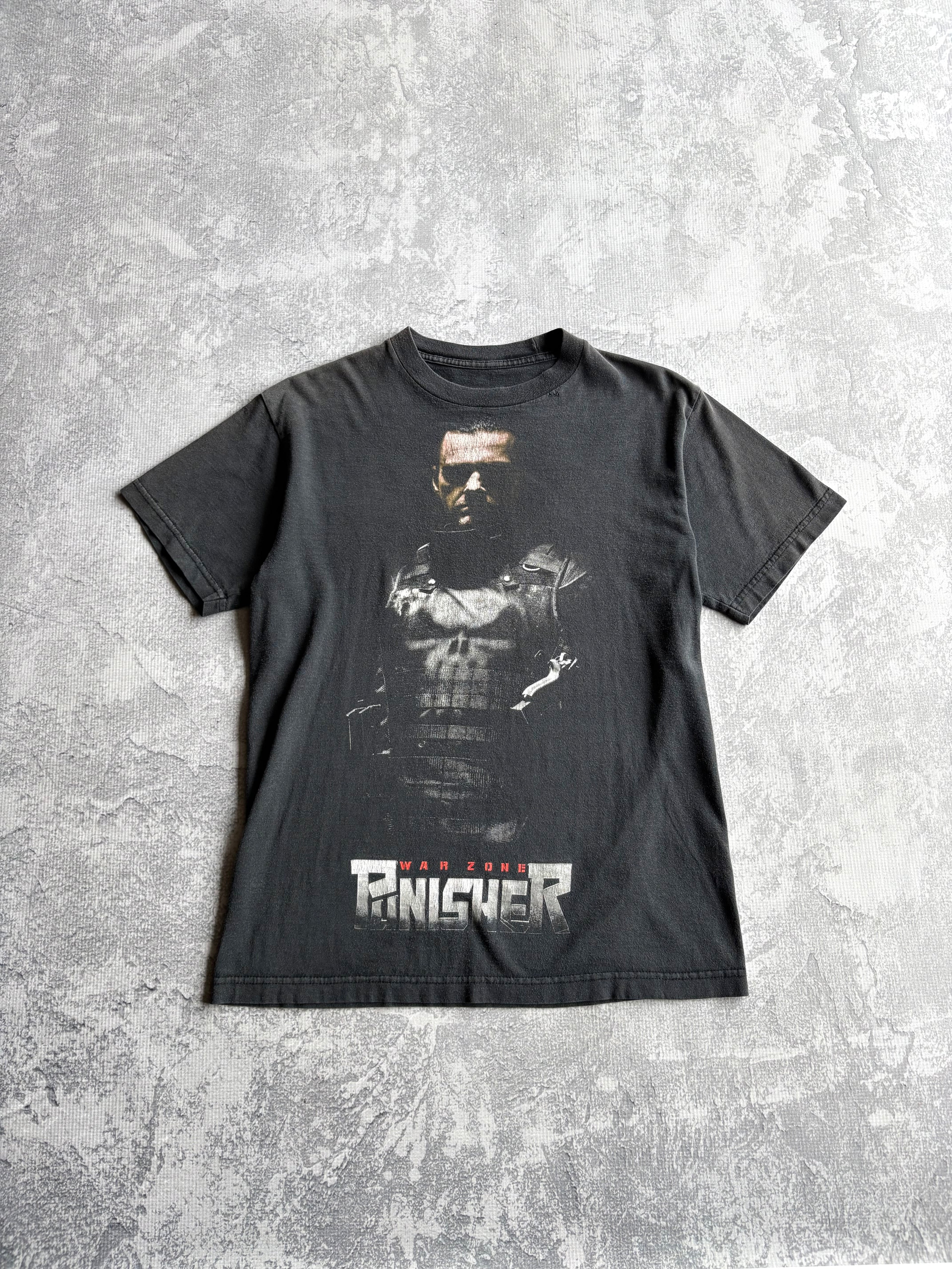 Vintage Marvel Punisher Warzone Big Print Faded Black Tee Shirt - M