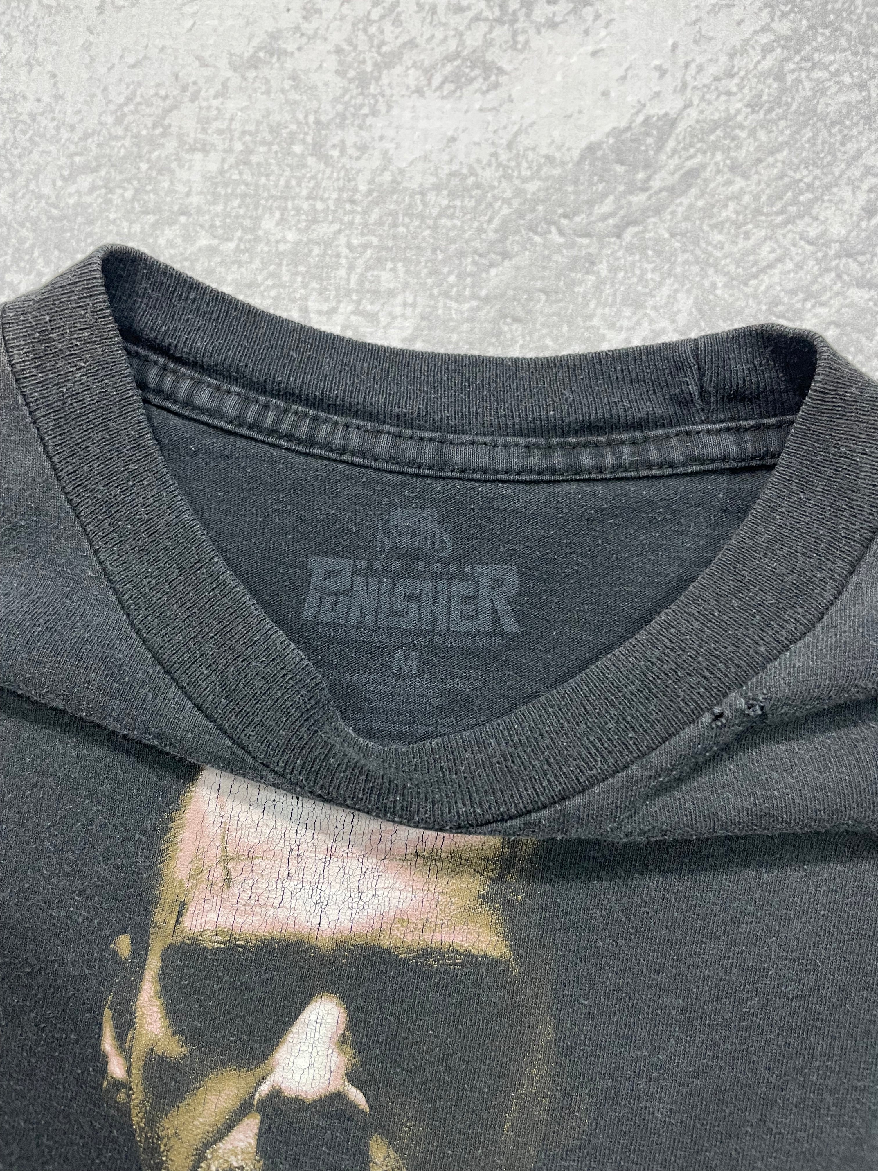 Vintage Marvel Punisher Warzone Big Print Faded Black Tee Shirt - M