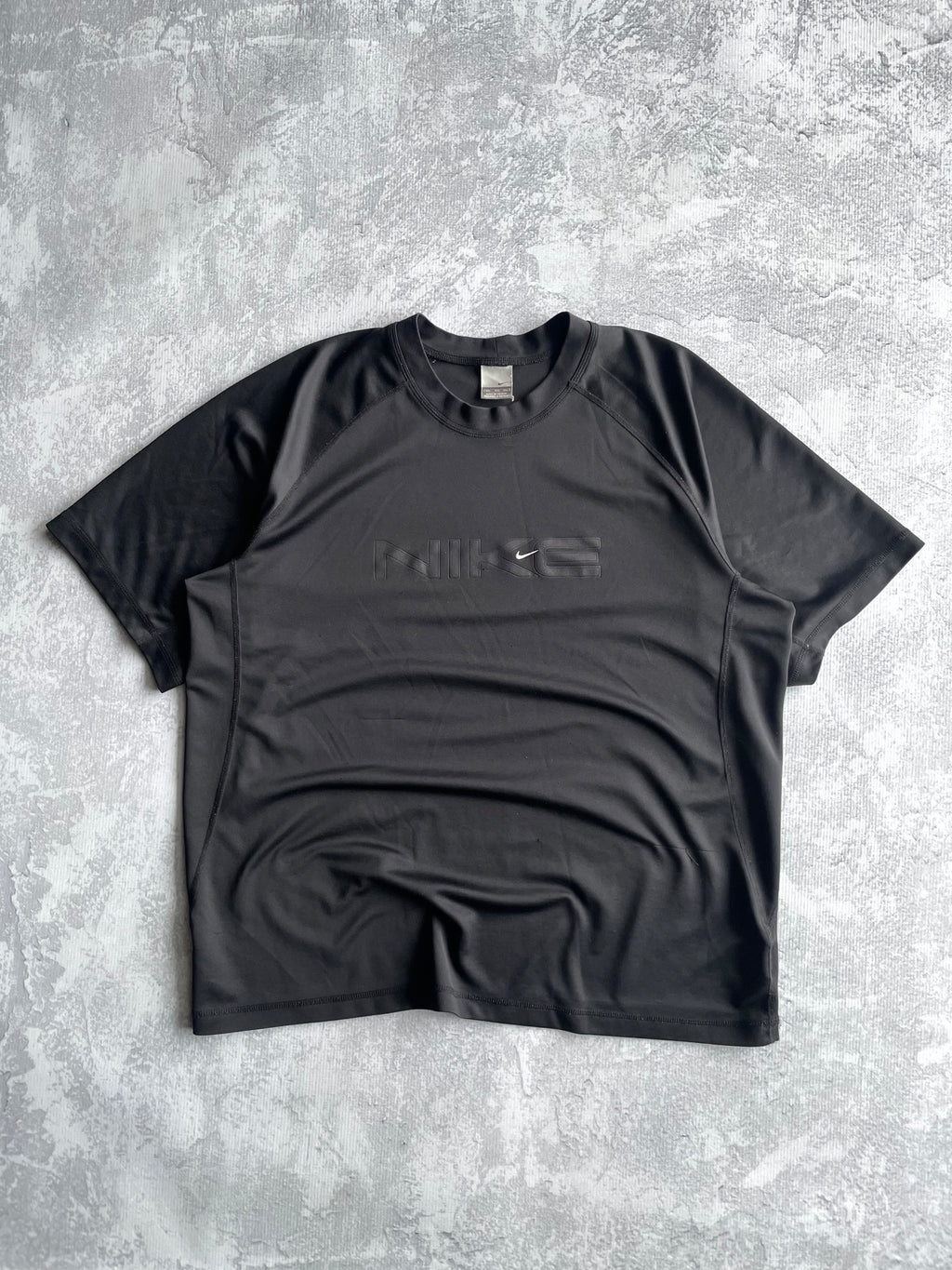 Vintage 2000s Nike Center Spellout Swoosh Black Jersey Tee Shirt - 2XL