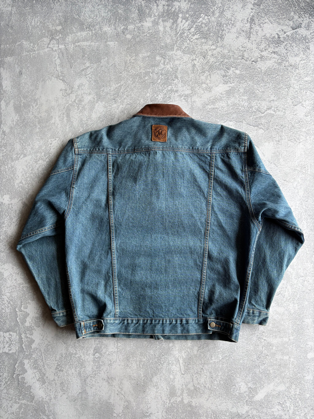 Vintage 90s Marlboro Western Collard Denim/Leather Trucker Jacket - XL