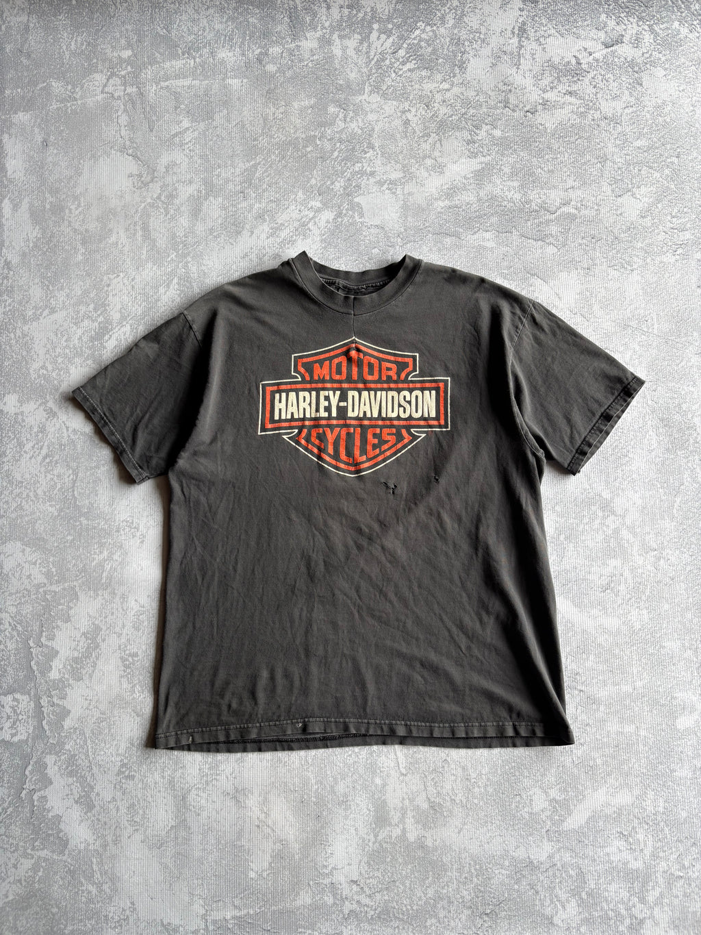 Vintage 90s Harley Davidson Logo Distressed Black Tee Shirt - XL