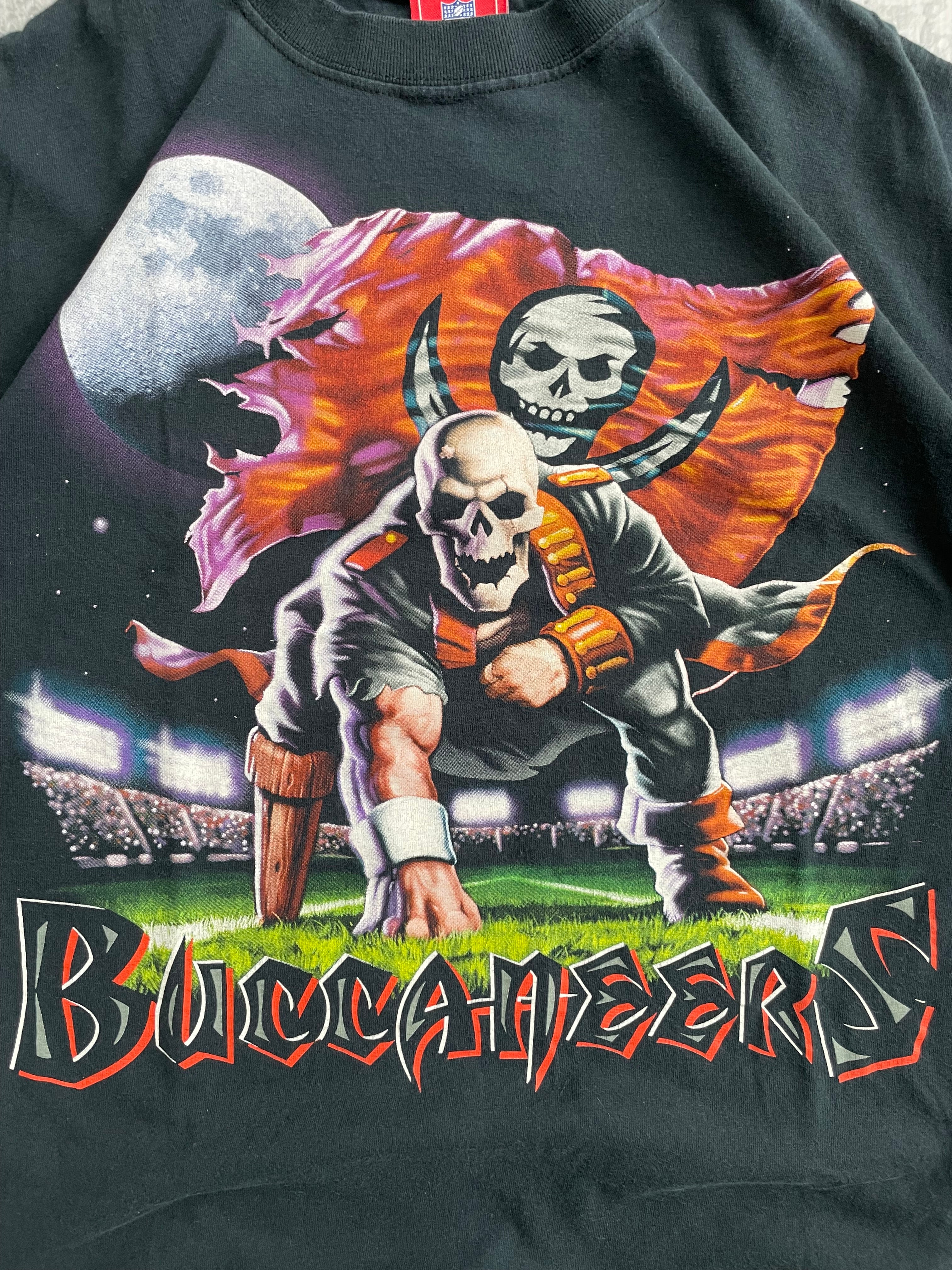 2000s Tampa Bay Buccaneers NFL Skull Liquid Blue Tee Shirt - XL
