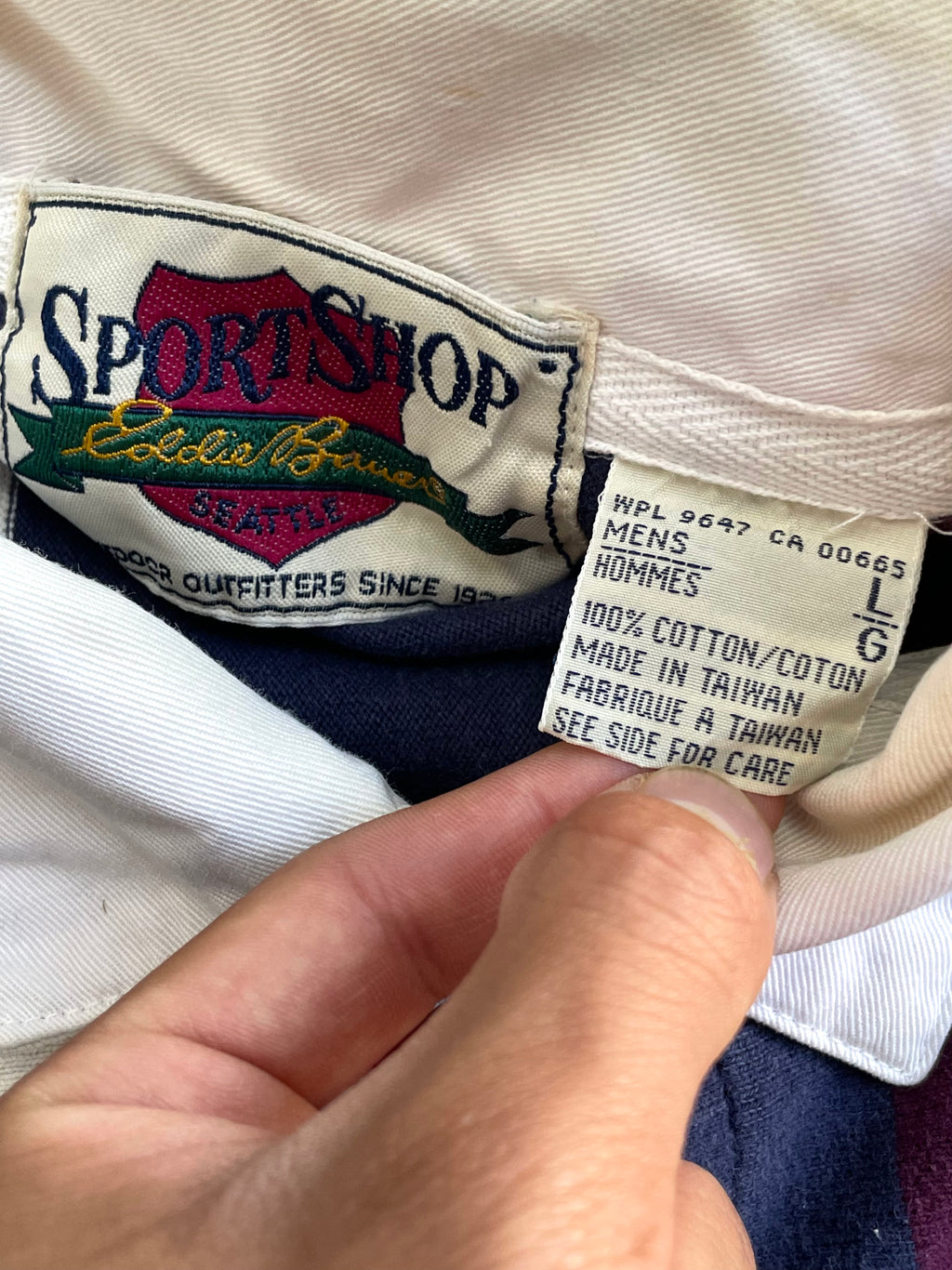 Vintage 90s Eddie Bauer Striped Rugby Polo Longsleeve - L