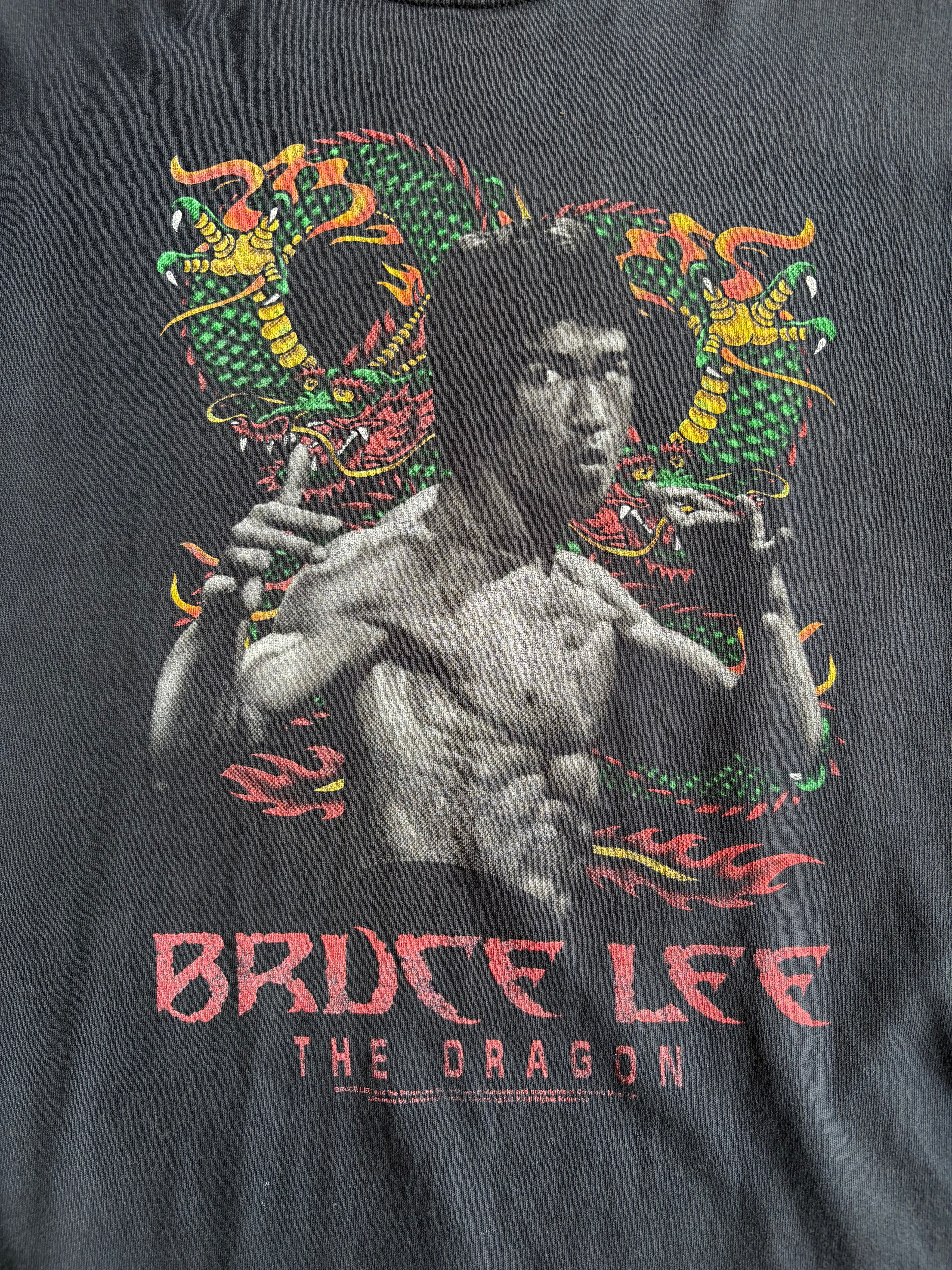 Vintage Bruce Lee The Dragon Faded Tee Shirt - L