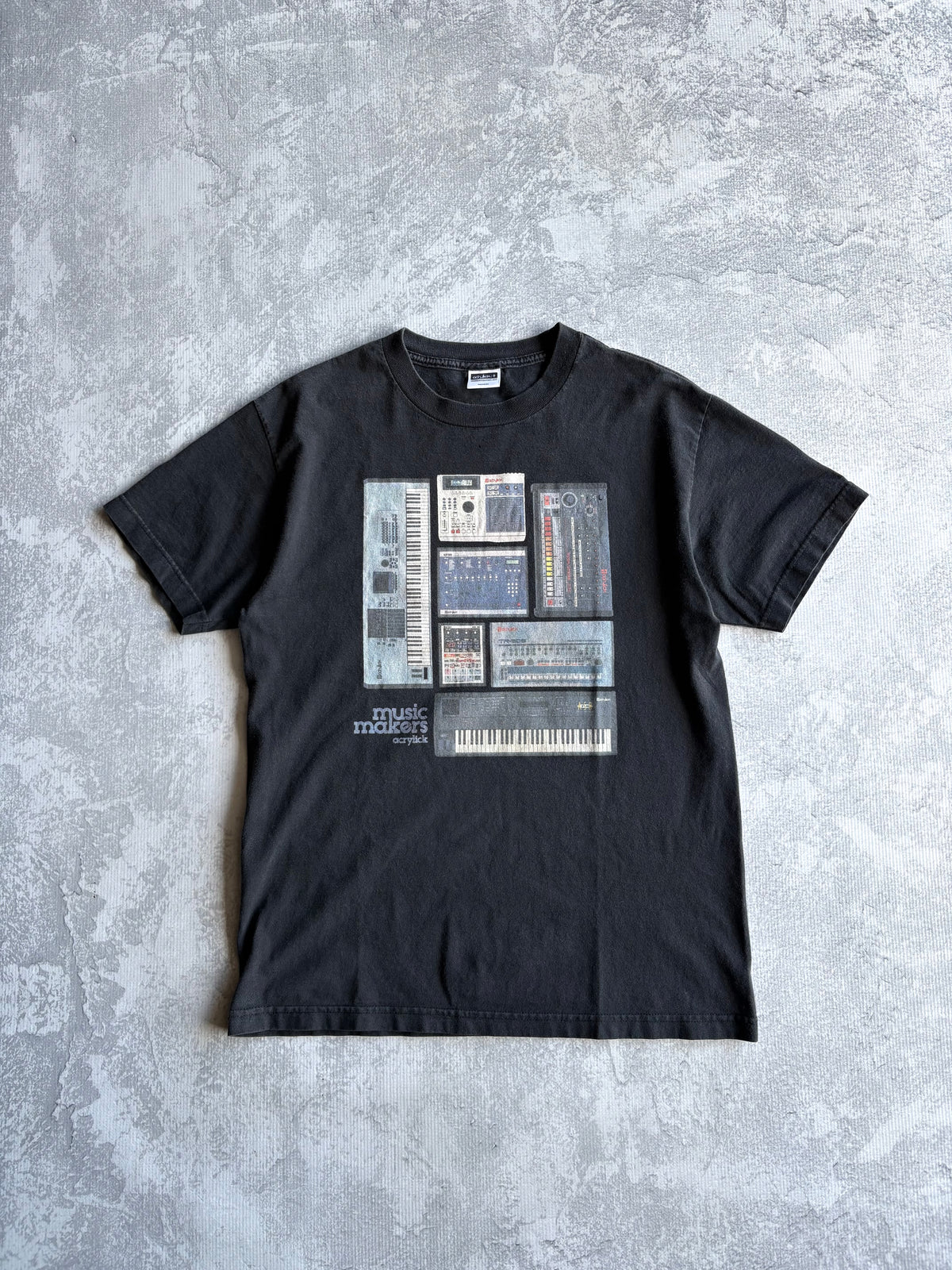 Vintage Ongaku Beat Machines Music Makers Black Tee Shirt - M