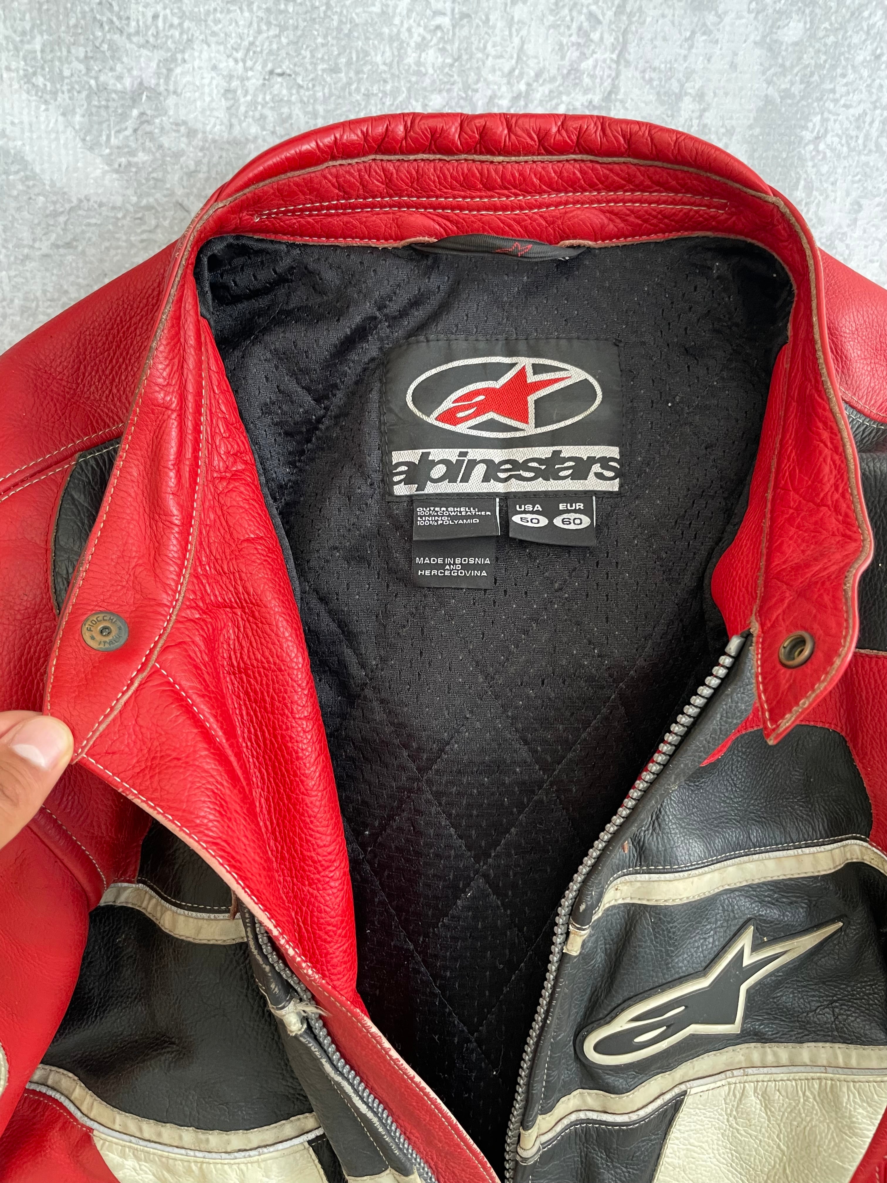 Vintage Alpinestars Leather Motorcycle Distressed Racing Jacket - L