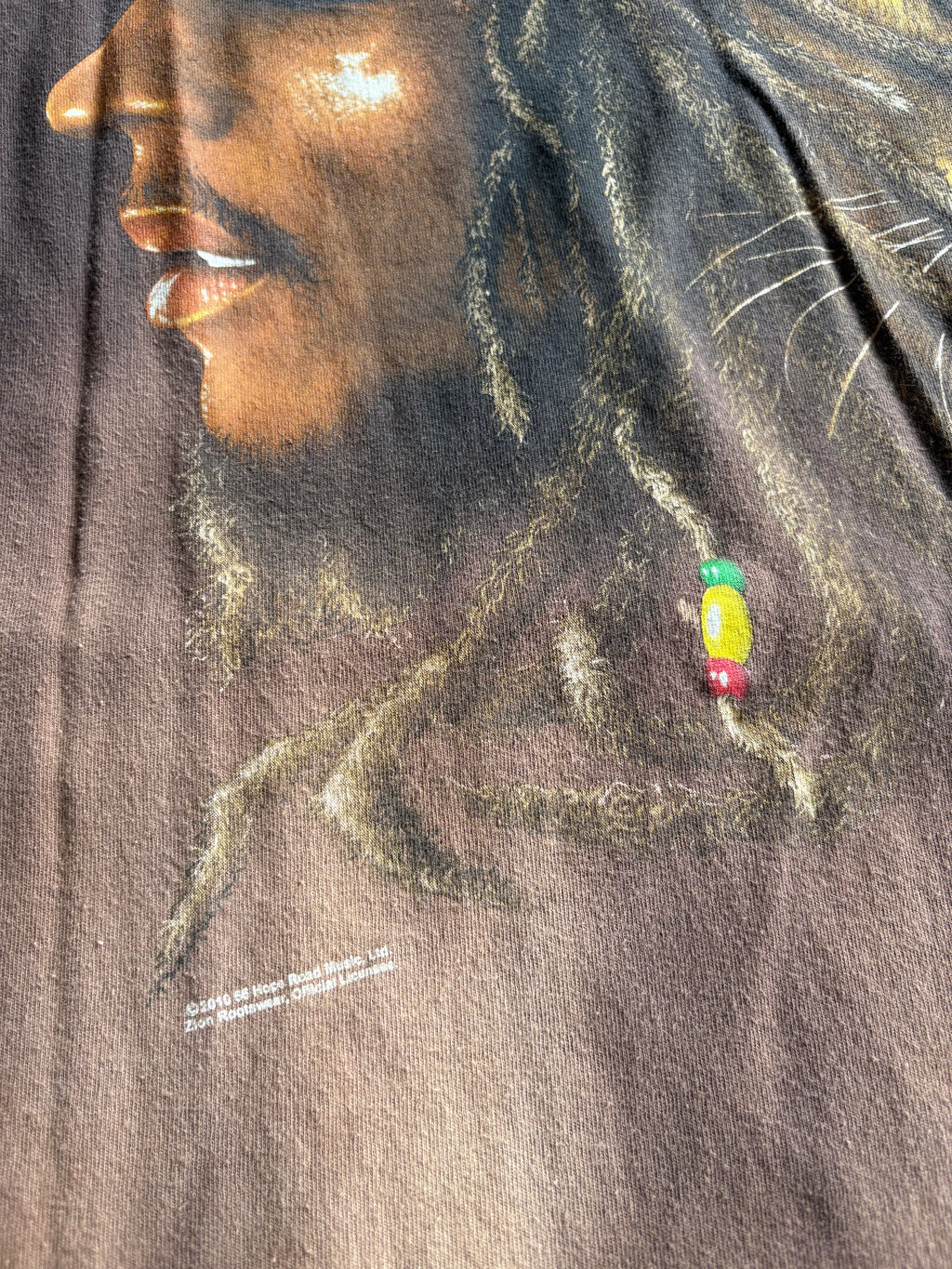 Vintage Bob Marley Lion Brown Tie Dye Tee Shirt - XL