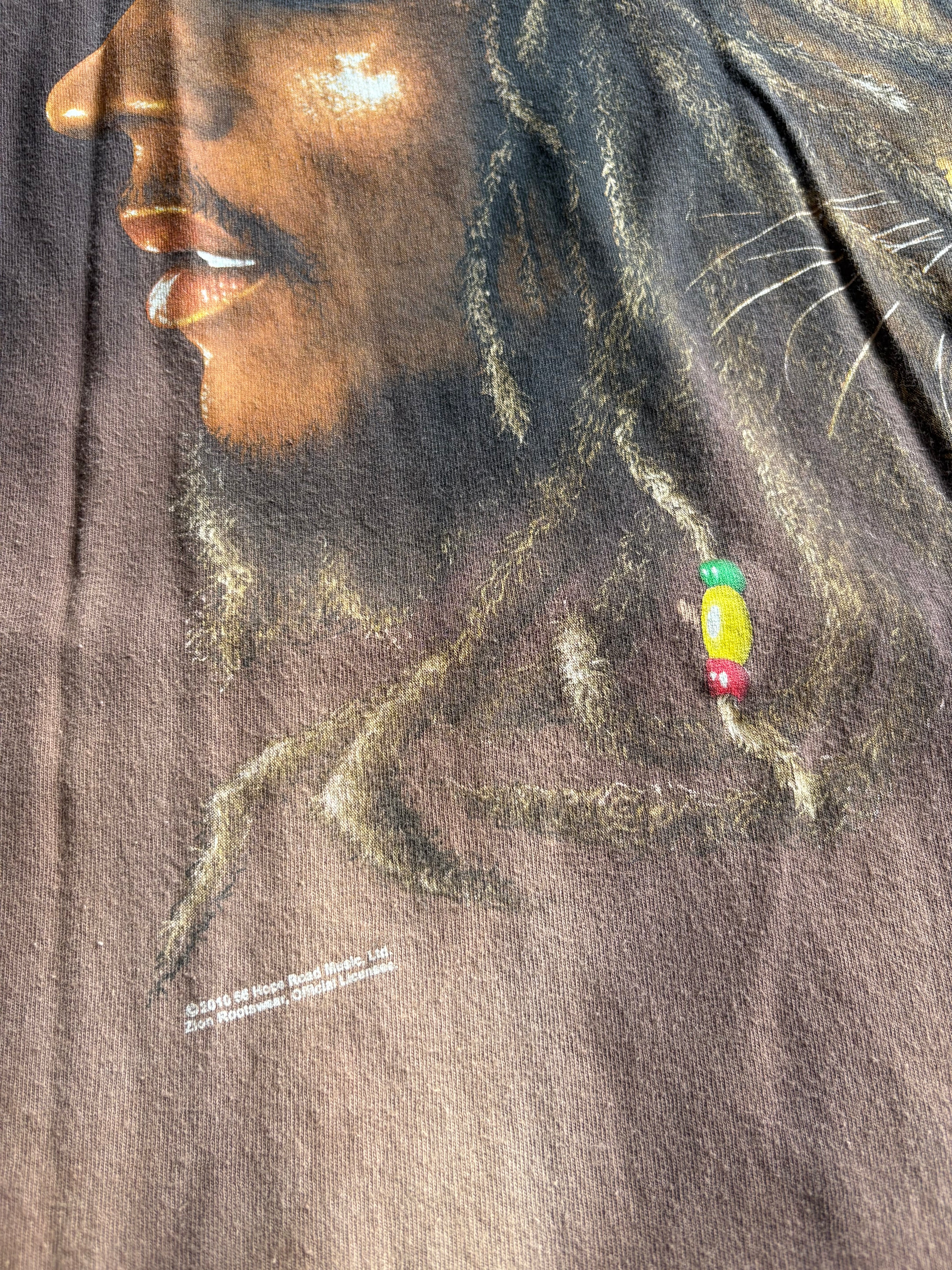 Vintage Bob Marley Lion Brown Tie Dye Tee Shirt - XL