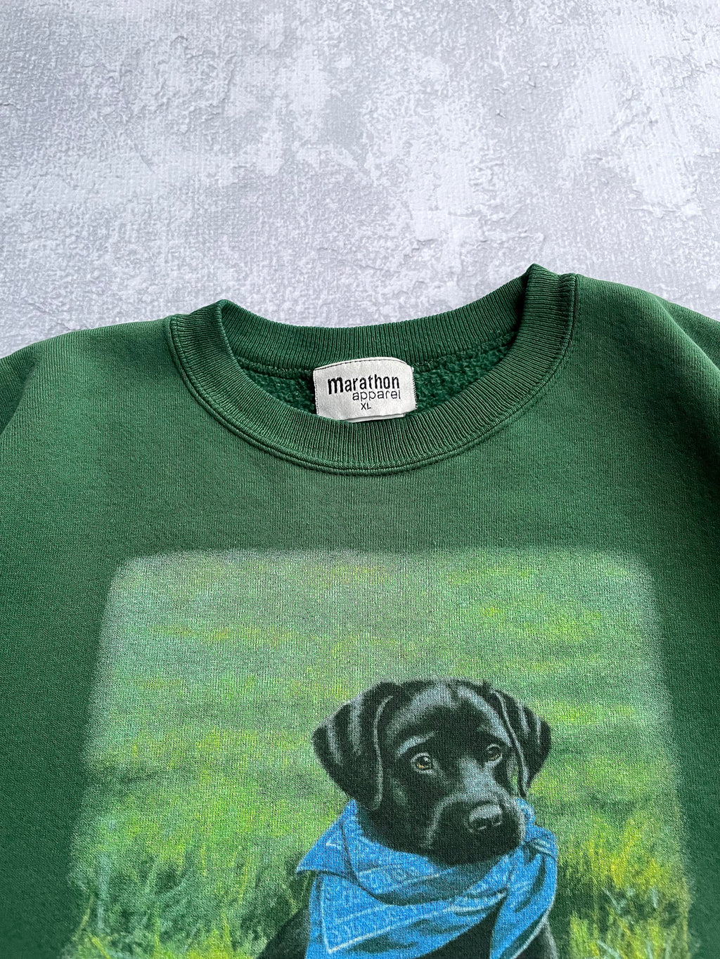Vintage 90s Ducks Unlimited Black Lab Dog Nature Green Sweater Crewneck - XL