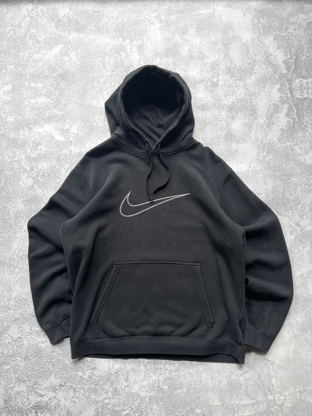 Y2k Nike Center Swoosh Black Hoodie - XL
