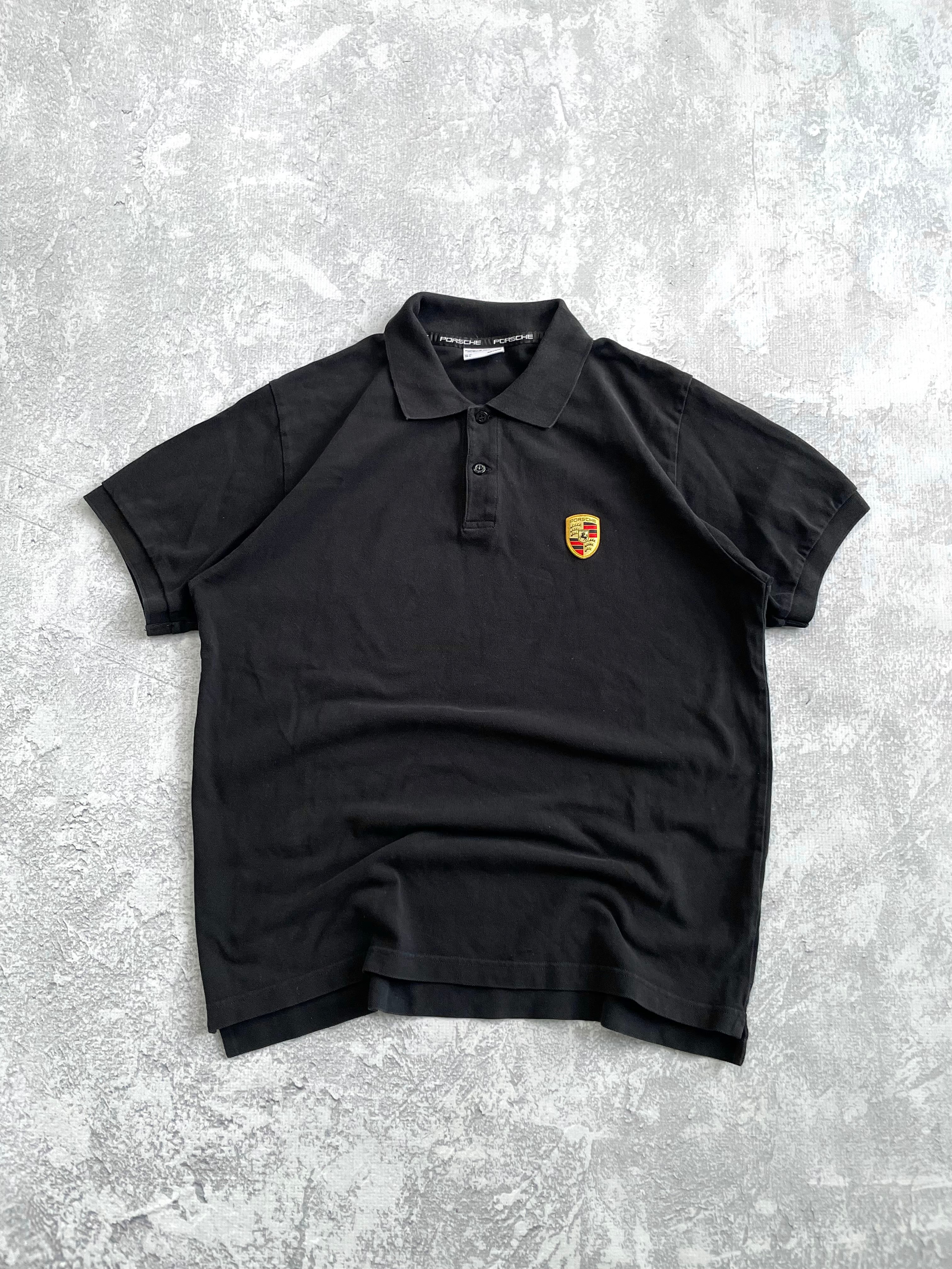 Porsche Black Collared Polo Shirt - L