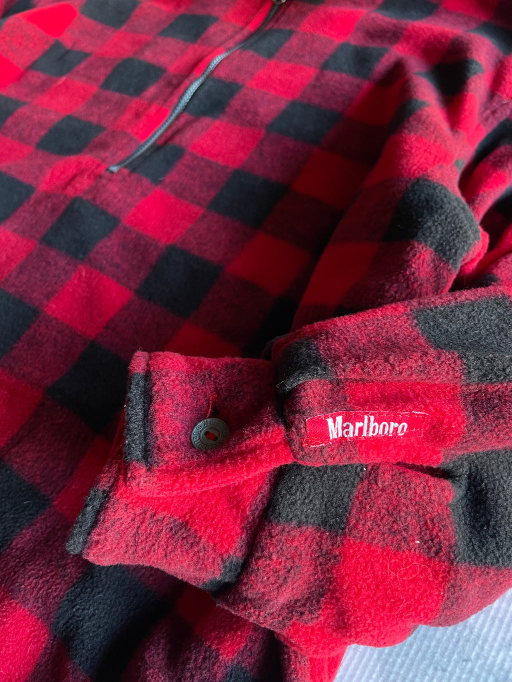 Vintage 90s Marlboro Quarter Zip Reversible Fleece - L