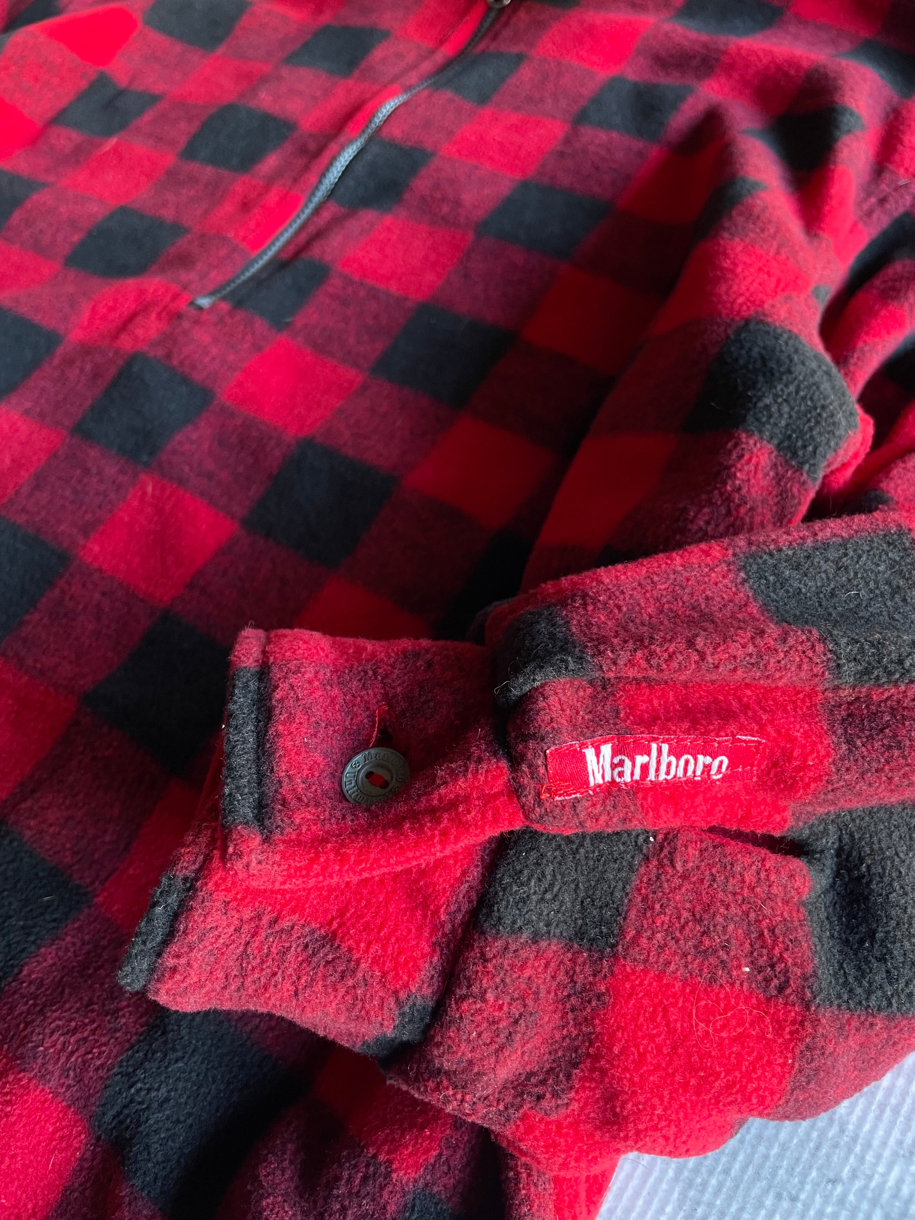 Vintage 90s Marlboro Quarter Zip Reversible Fleece - L