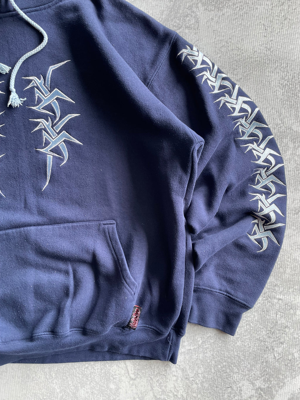 2000s Y2K Saphire Lounge Tribal Spike Grunge Navy Hoodie - L