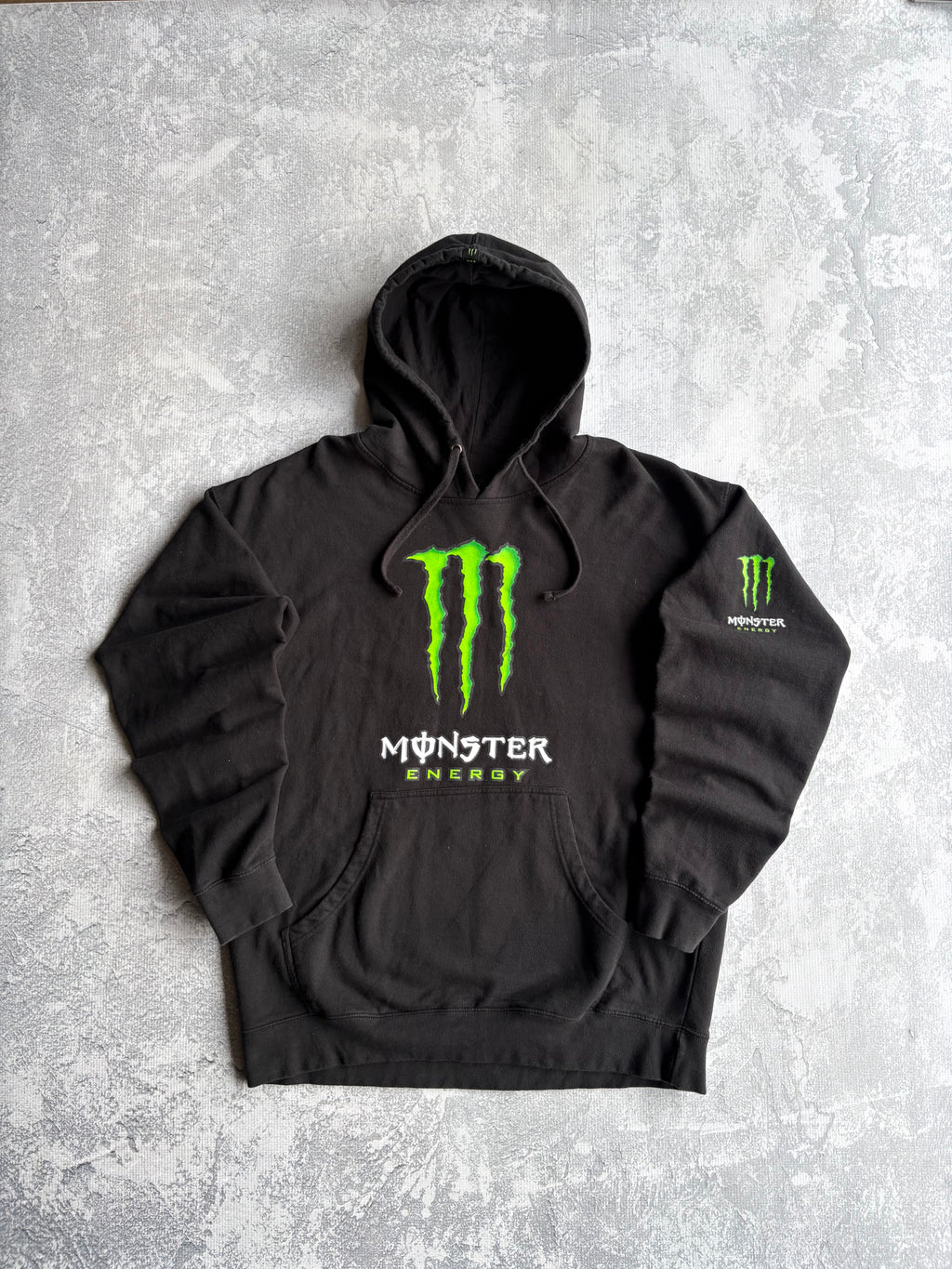 Vintage Y2K 2000s Monster Energy Logo Black Hoodie - XL