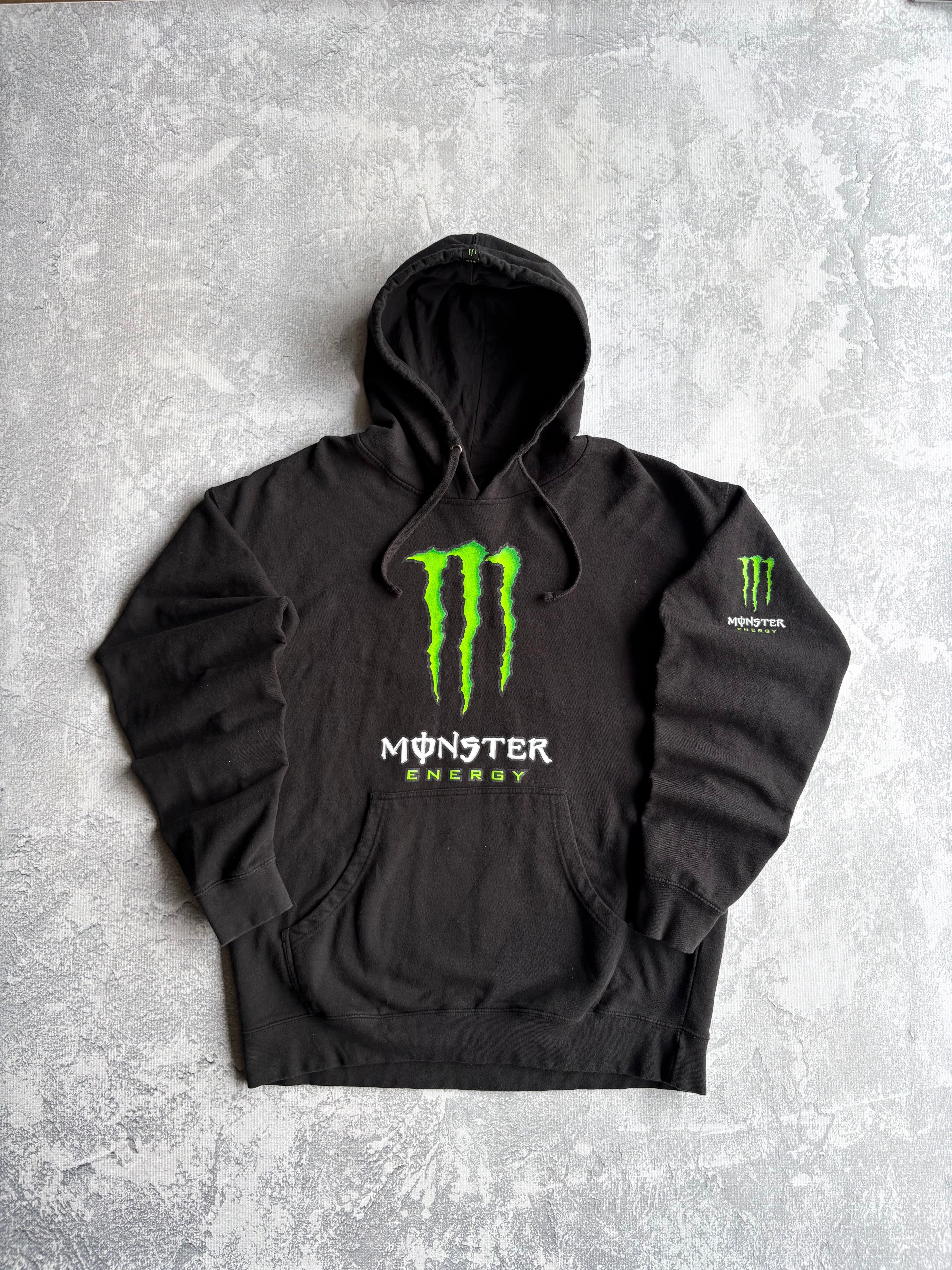 Vintage Y2K 2000s Monster Energy Logo Black Hoodie - XL