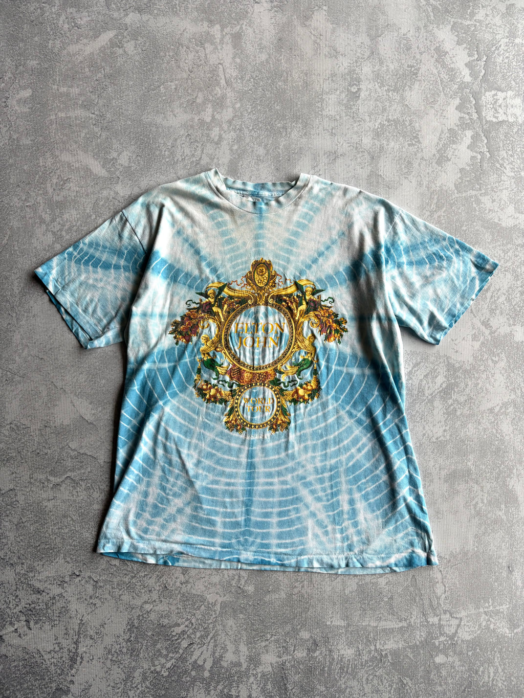 Vintage 90s Elton John x Gianni Versace Tie Dye Tee Shirt - XL