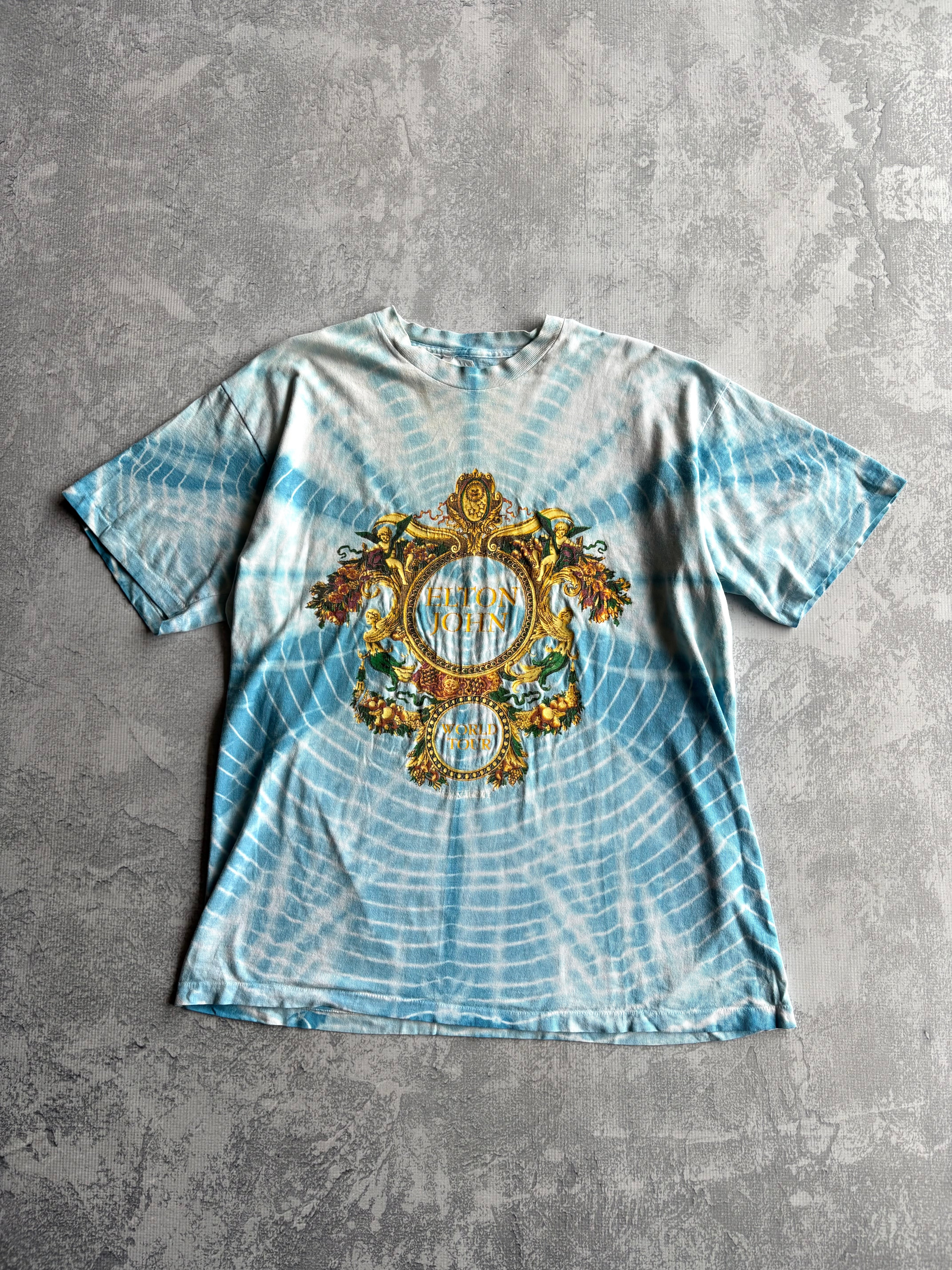 Vintage 90s Elton John x Gianni Versace Tie Dye Tee Shirt - XL