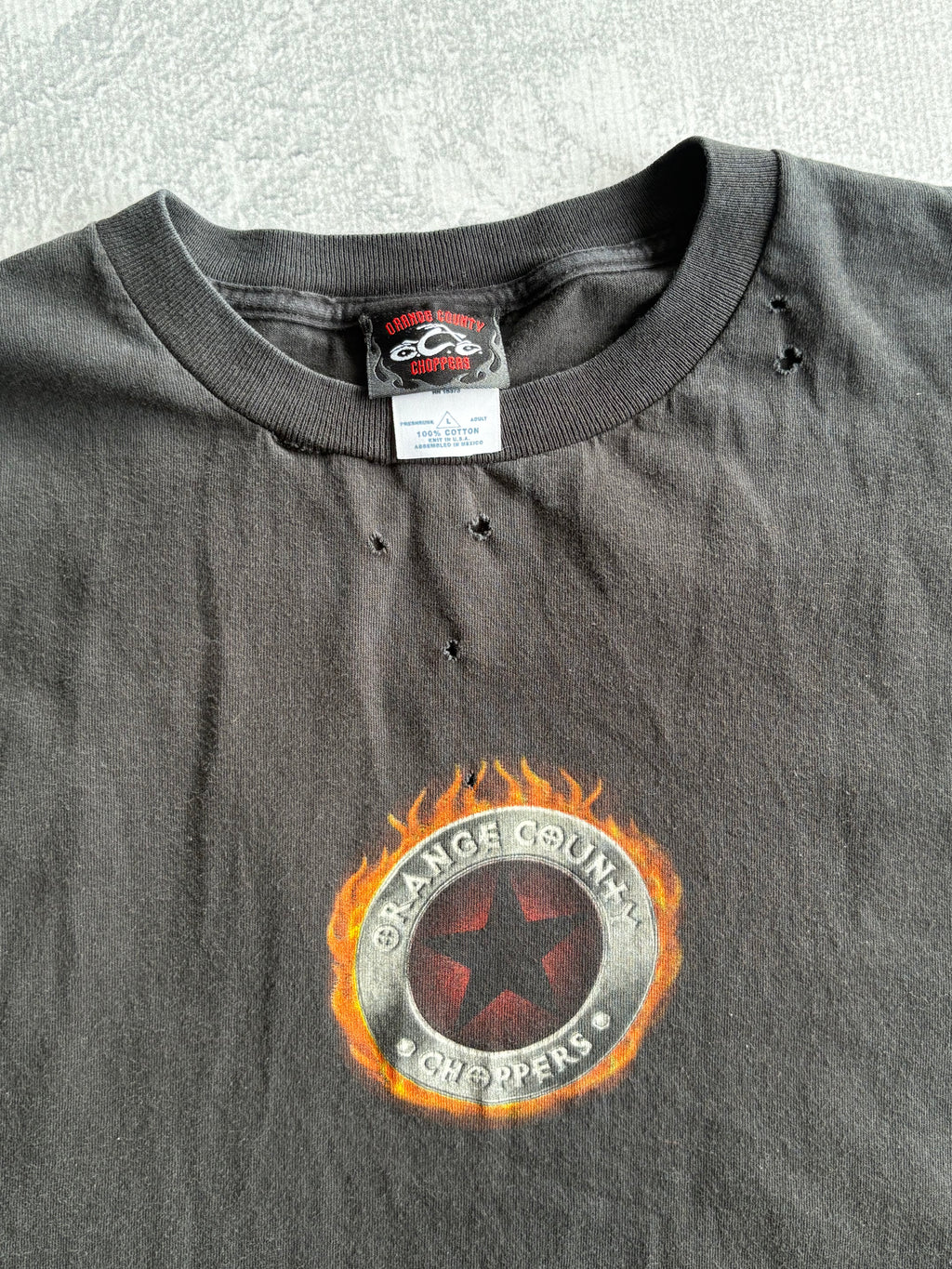Vintage 90s Orange County Choppers Distressed Center Logo Black Tee Shirt - L