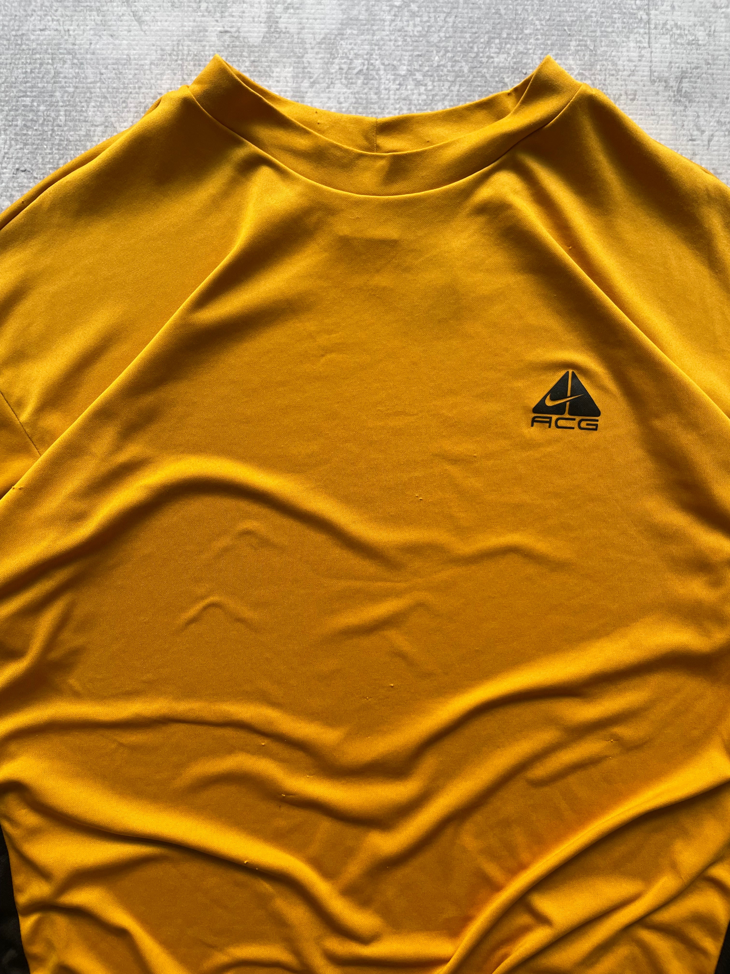 Vintage 90s Nike ACG Yellow Athletic Longsleeve Jersey - 2XL