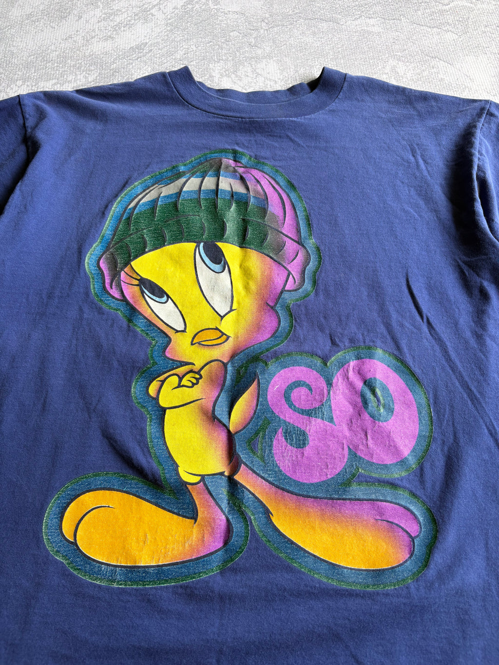 Vintage 90s Looney Tunes Tweety So Sassy Navy Tee Shirt - L