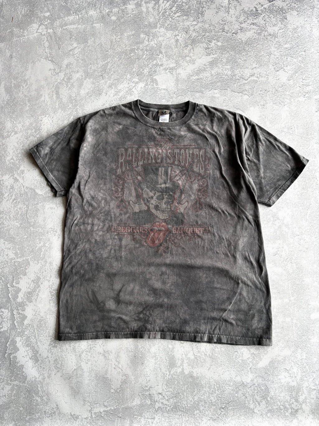 Vintage 2000s Rolling Stones Beggars Banquet Tie Dye Liquid Grey Tee Shirt - 2XL