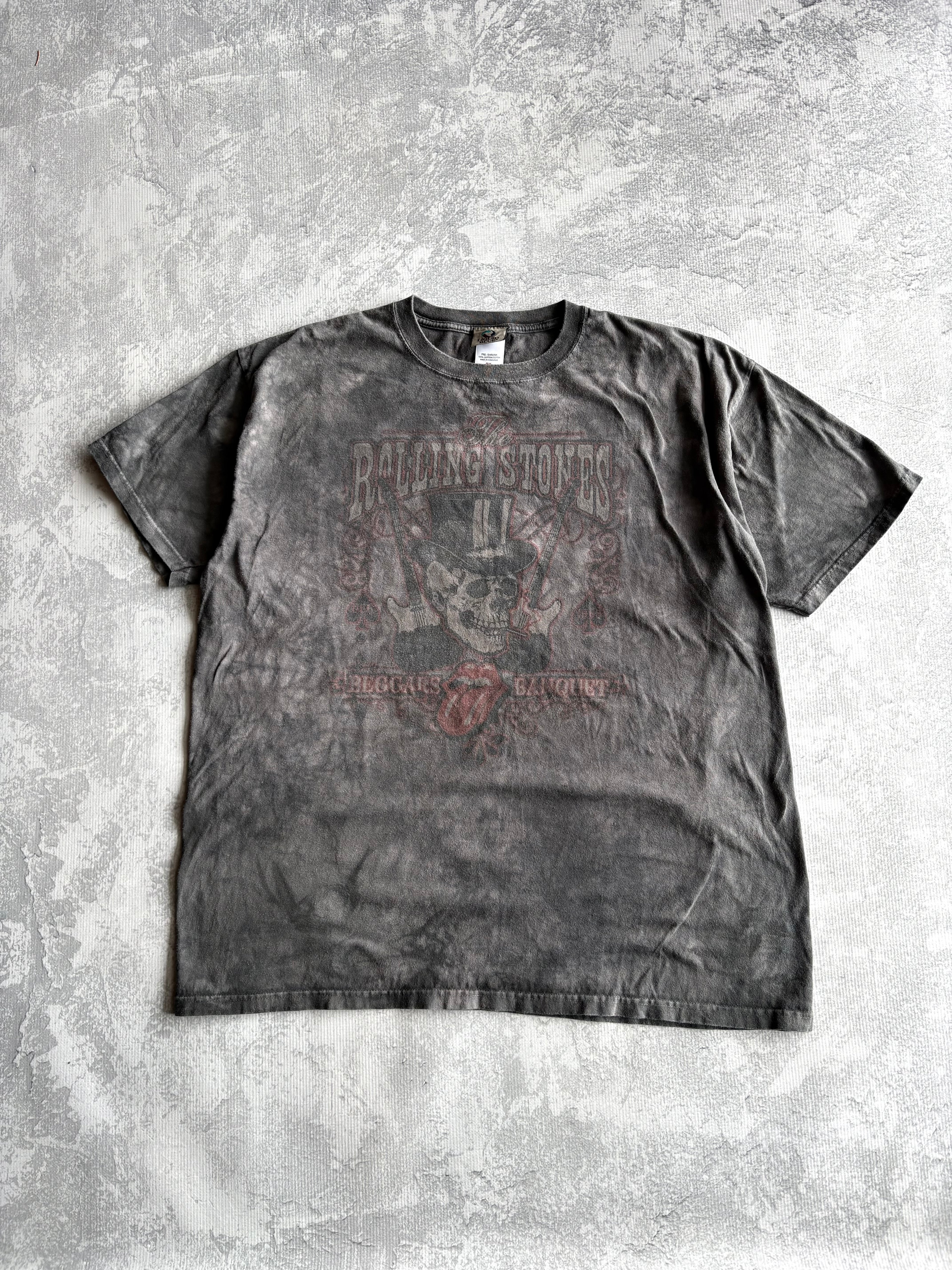 Vintage 2000s Rolling Stones Beggars Banquet Tie Dye Liquid Grey Tee Shirt - 2XL