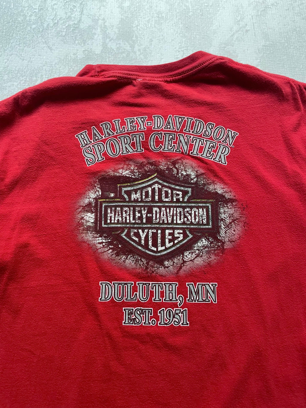 Y2K Harley Davidson Flaming Red Long Sleeve - L