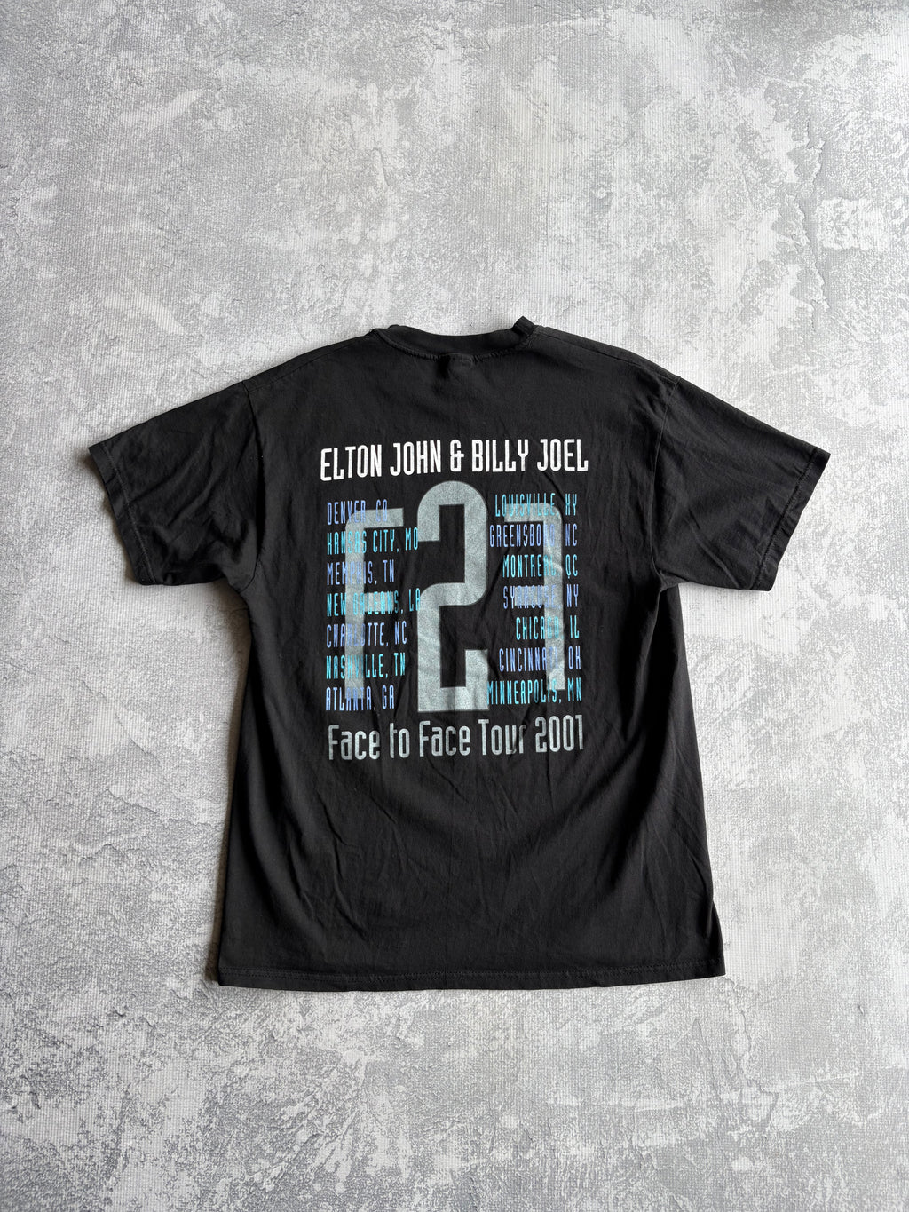 2001 Billy Joel Elton John Black Tour Tee Shirt - L