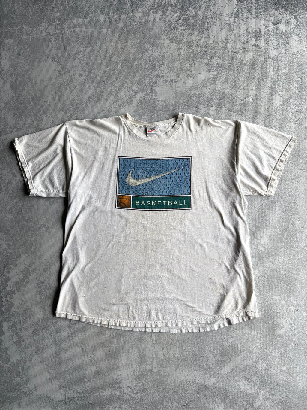 Vintage 90s Nike Basketball Distressed White Tee Shirt - 2XL