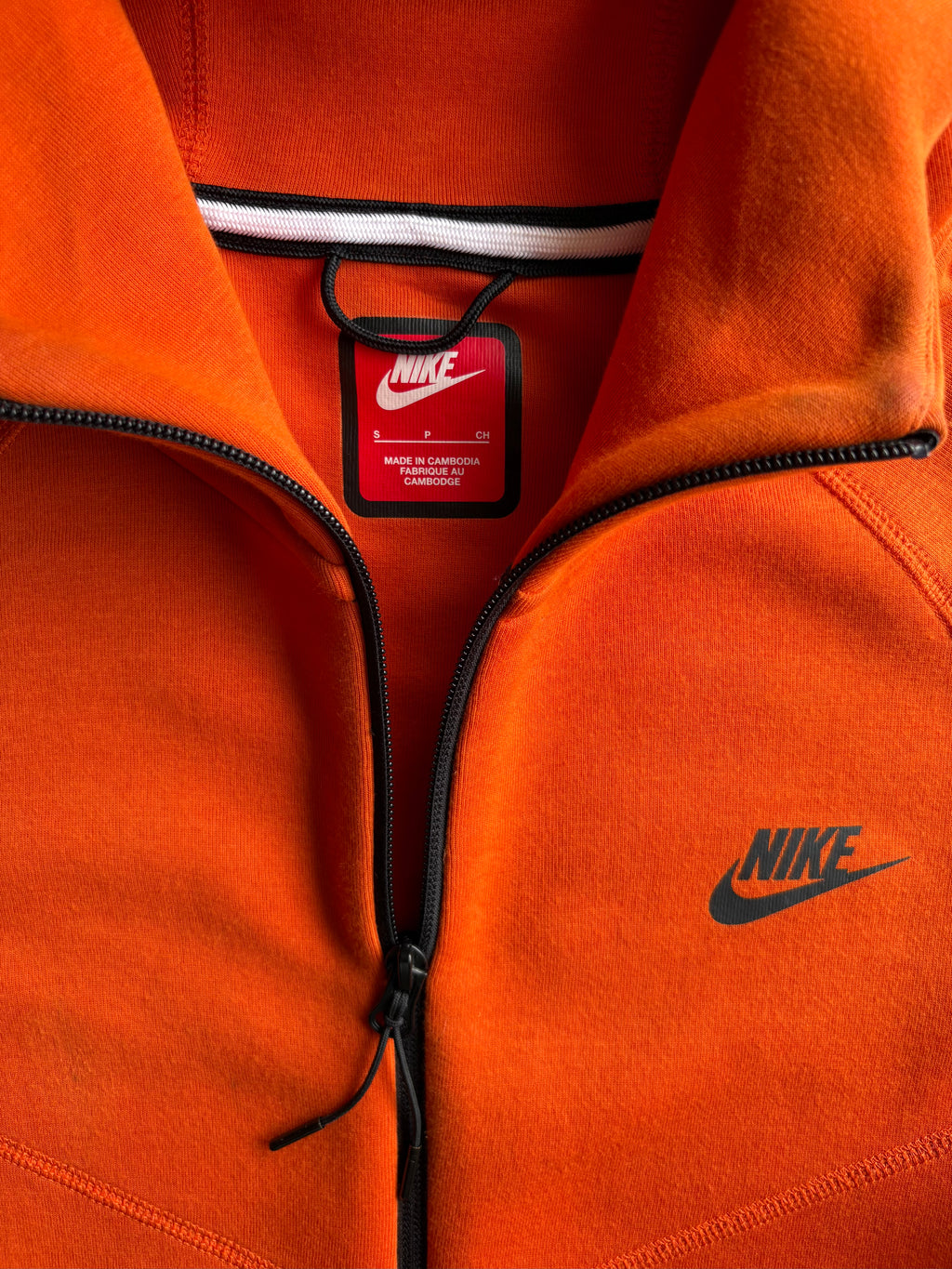 Nike Tech Fleece Zip Up Orange Hoodie - S