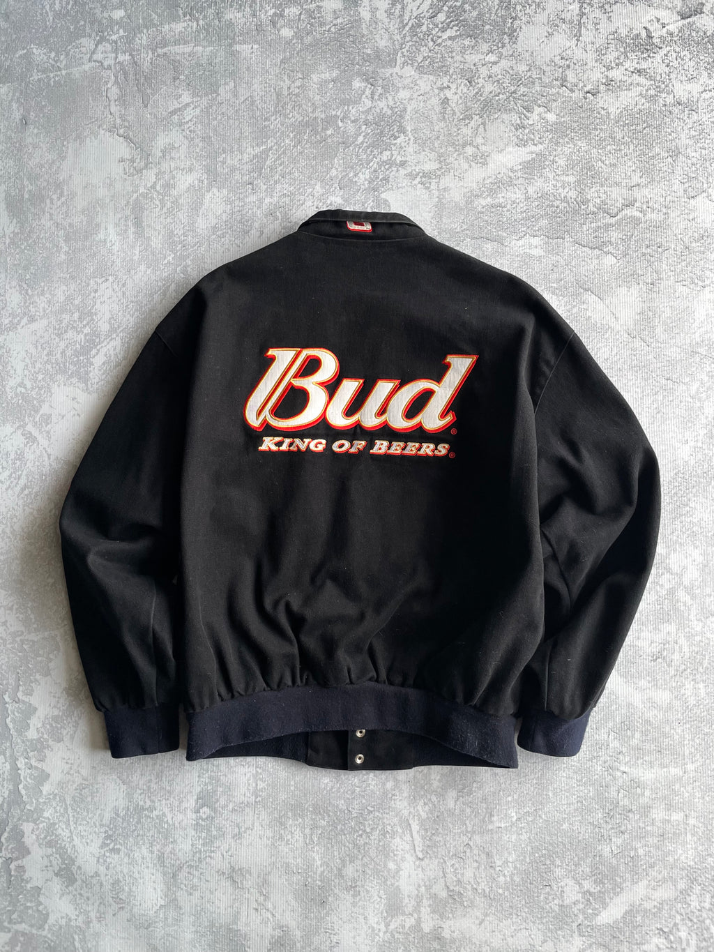 Vintage 90s Dale Earnhardt Jr NASCAR Budweiser Black Jacket - L