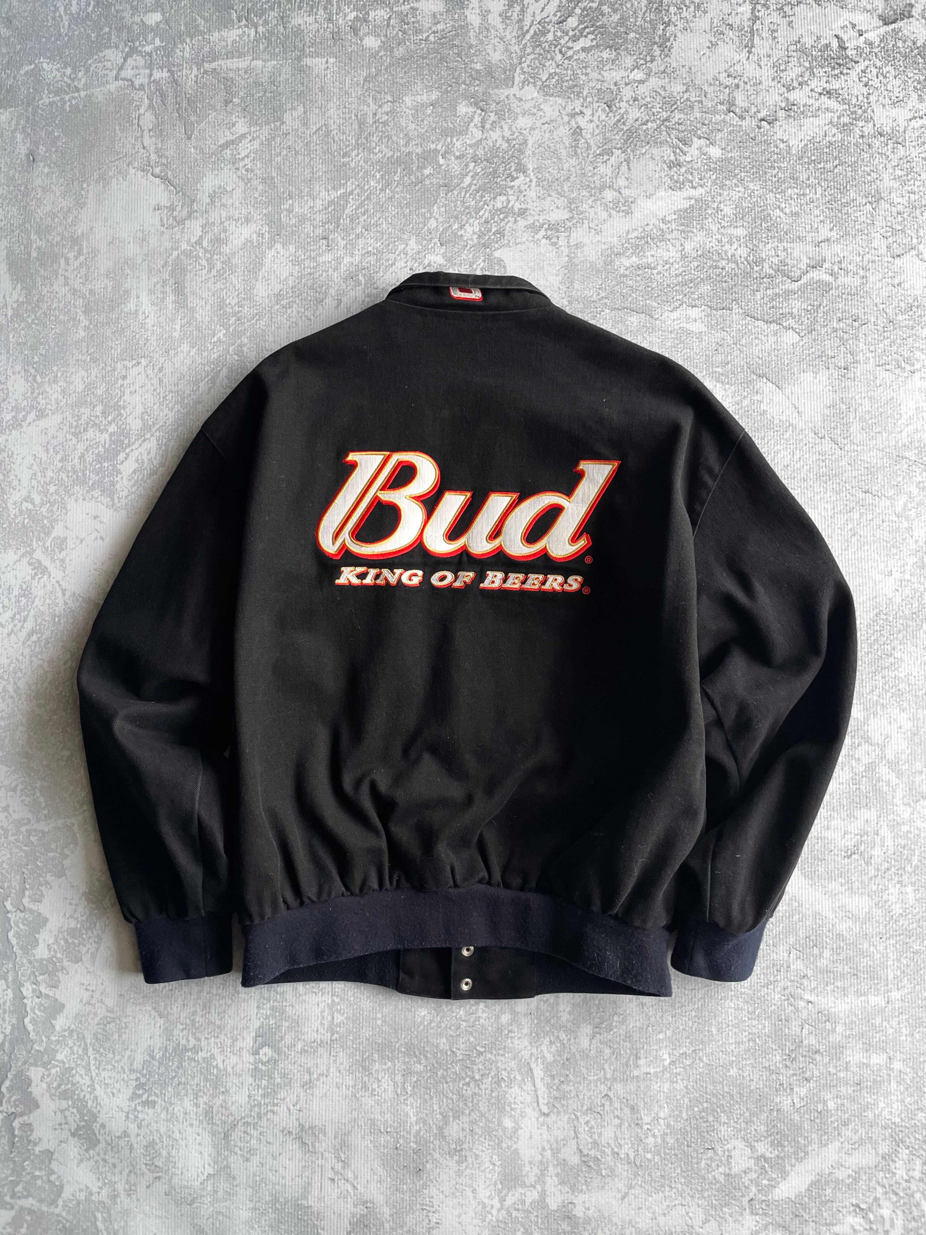 Vintage 90s Dale Earnhardt Jr NASCAR Budweiser Black Jacket - L