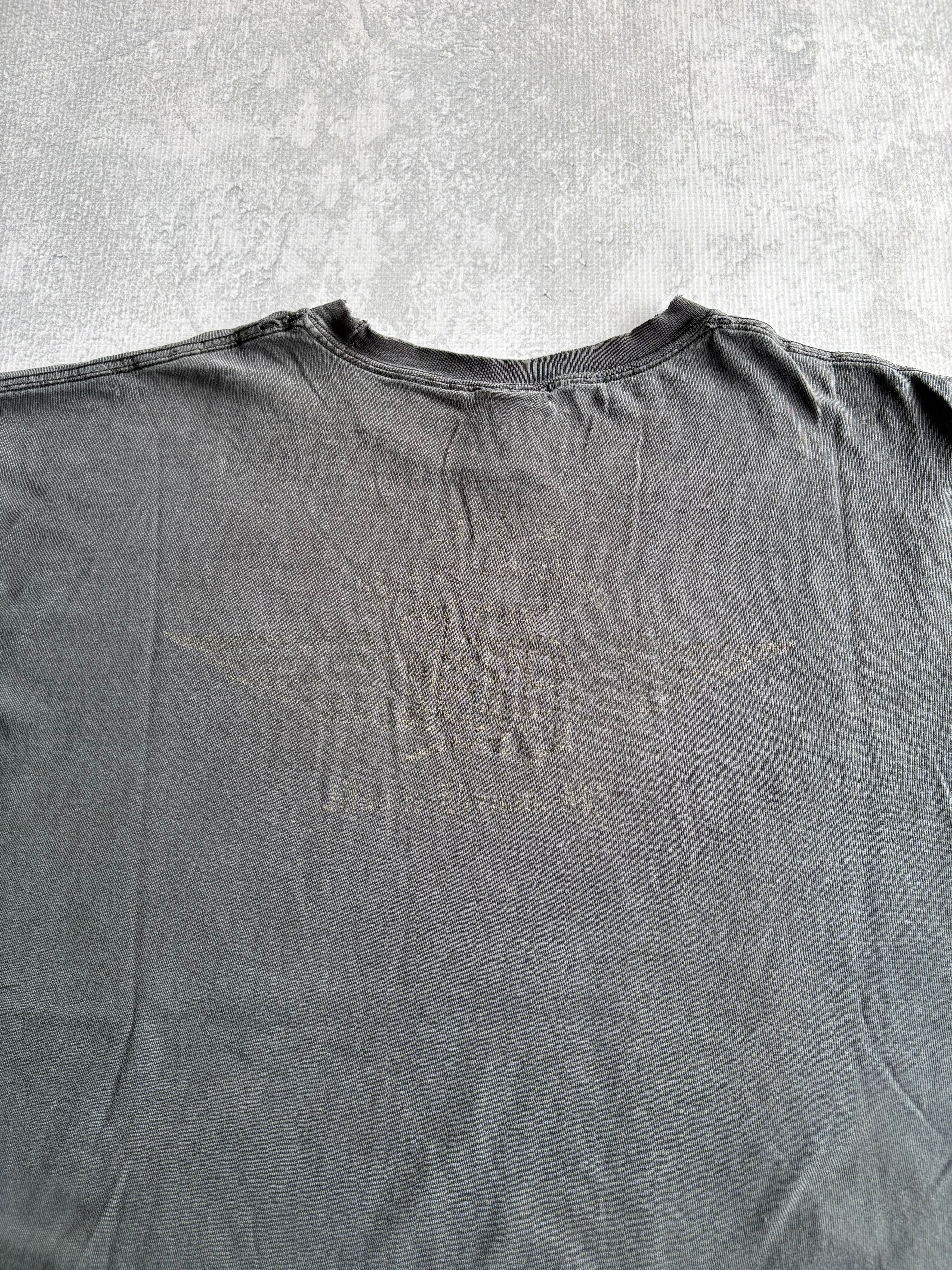 Vintage Y2K Harley Davidson Logo Faded Biker Black Tee Shirt - 2XL