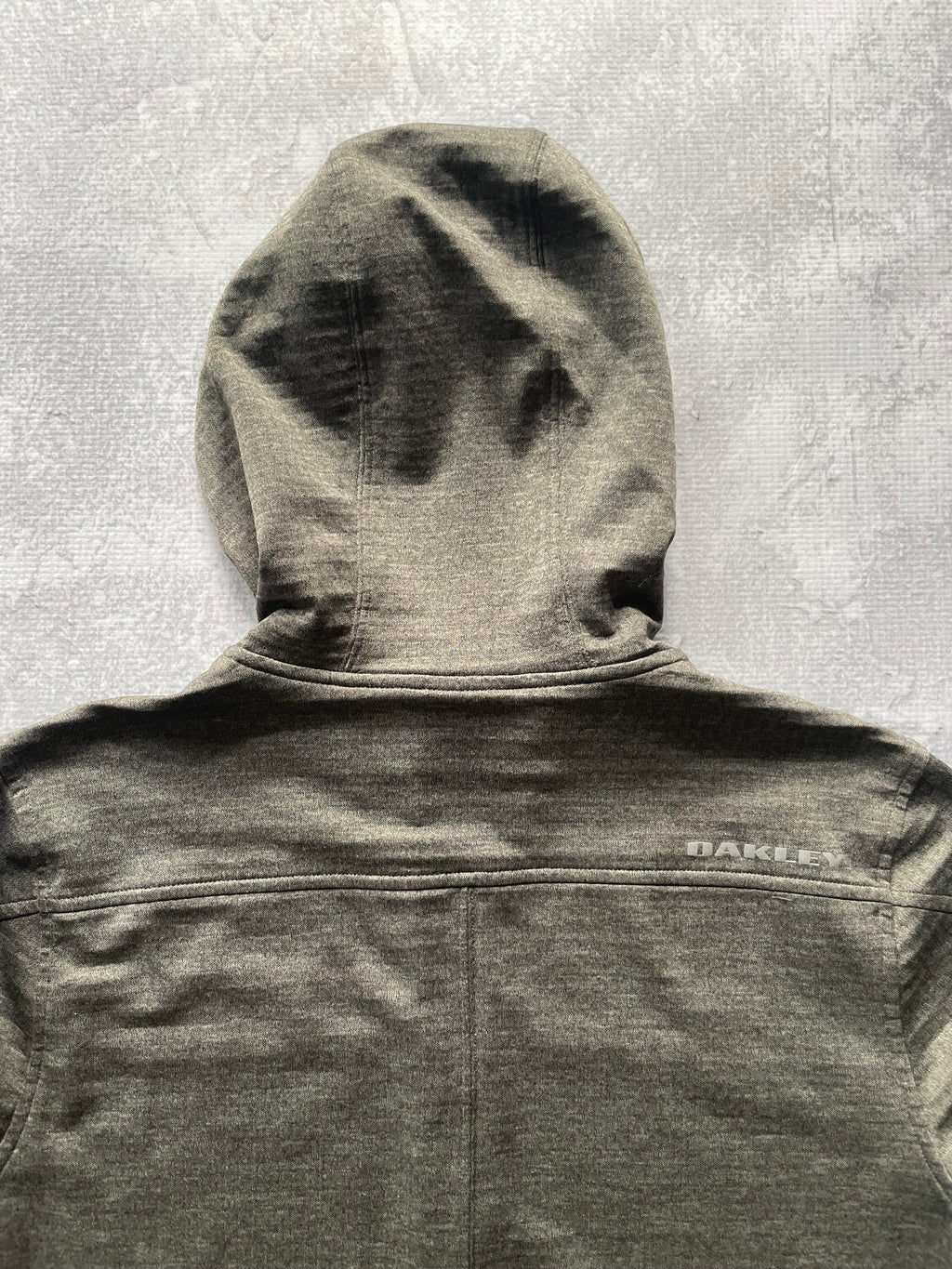 Oakley Logo Textured Grey Zip Up Hoodie - S