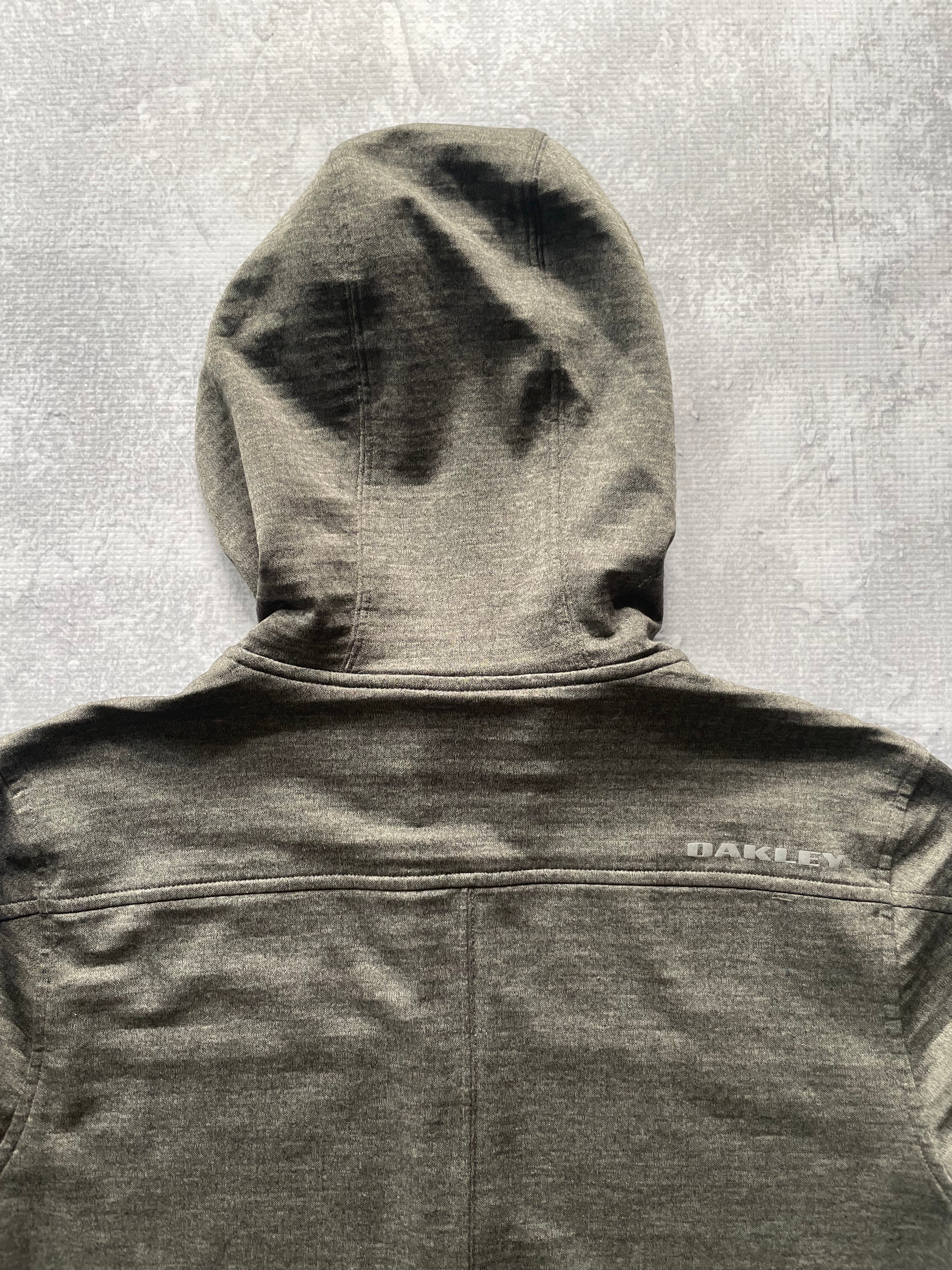 Oakley Logo Textured Grey Zip Up Hoodie - S