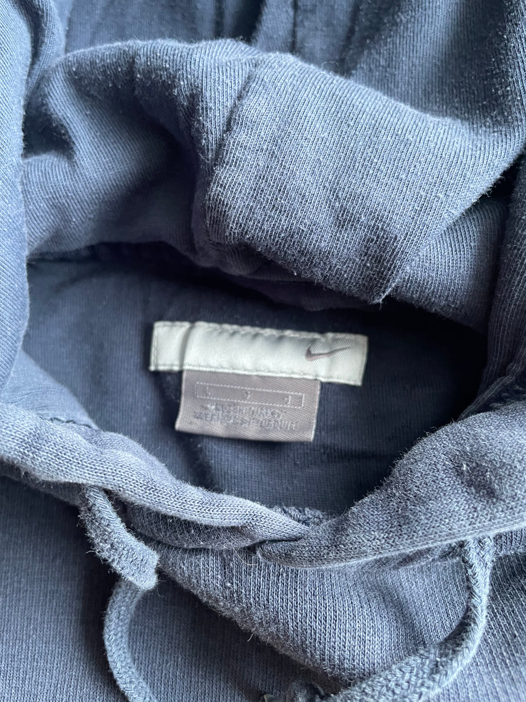 Vintage 2000s Nike Center Swoosh Spellout Navy Hoodie - L