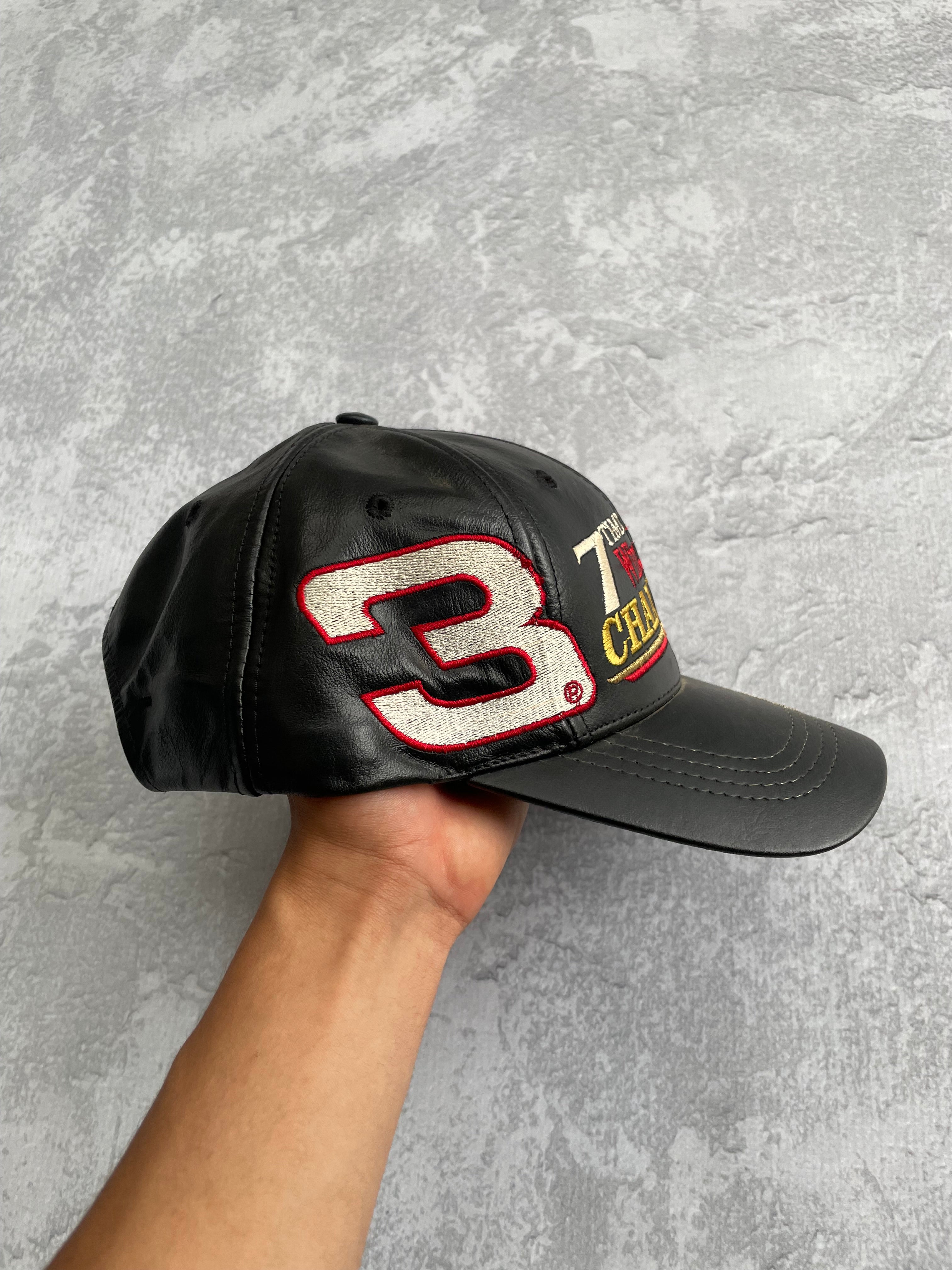 Vintage 90s NASCAR Dale Earnhardt Winston Cup Motorsport Racing Leather Hat Strapback