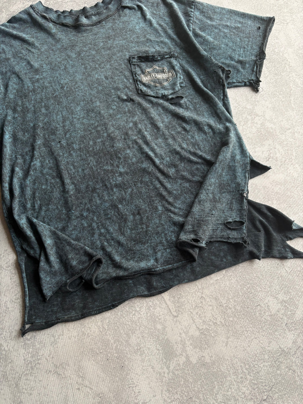 Vintage 90s Harley Davidson Alaska Tie Dye Thrashed Tee Shirt - 2XL