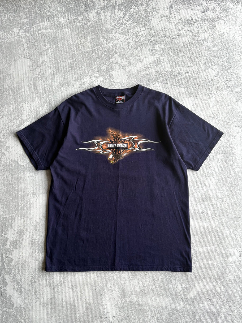 Vintage 2002 Harley Davidson Grunge Biker Navy Tee Shirt - XL