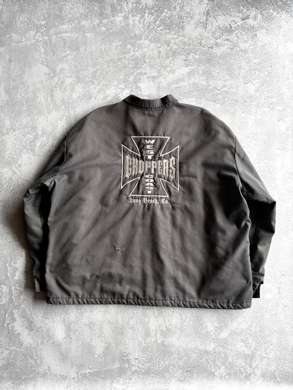 Vintage 90s West Coast Choppers Big Logo Grey Mechanic Jacket - 3XL