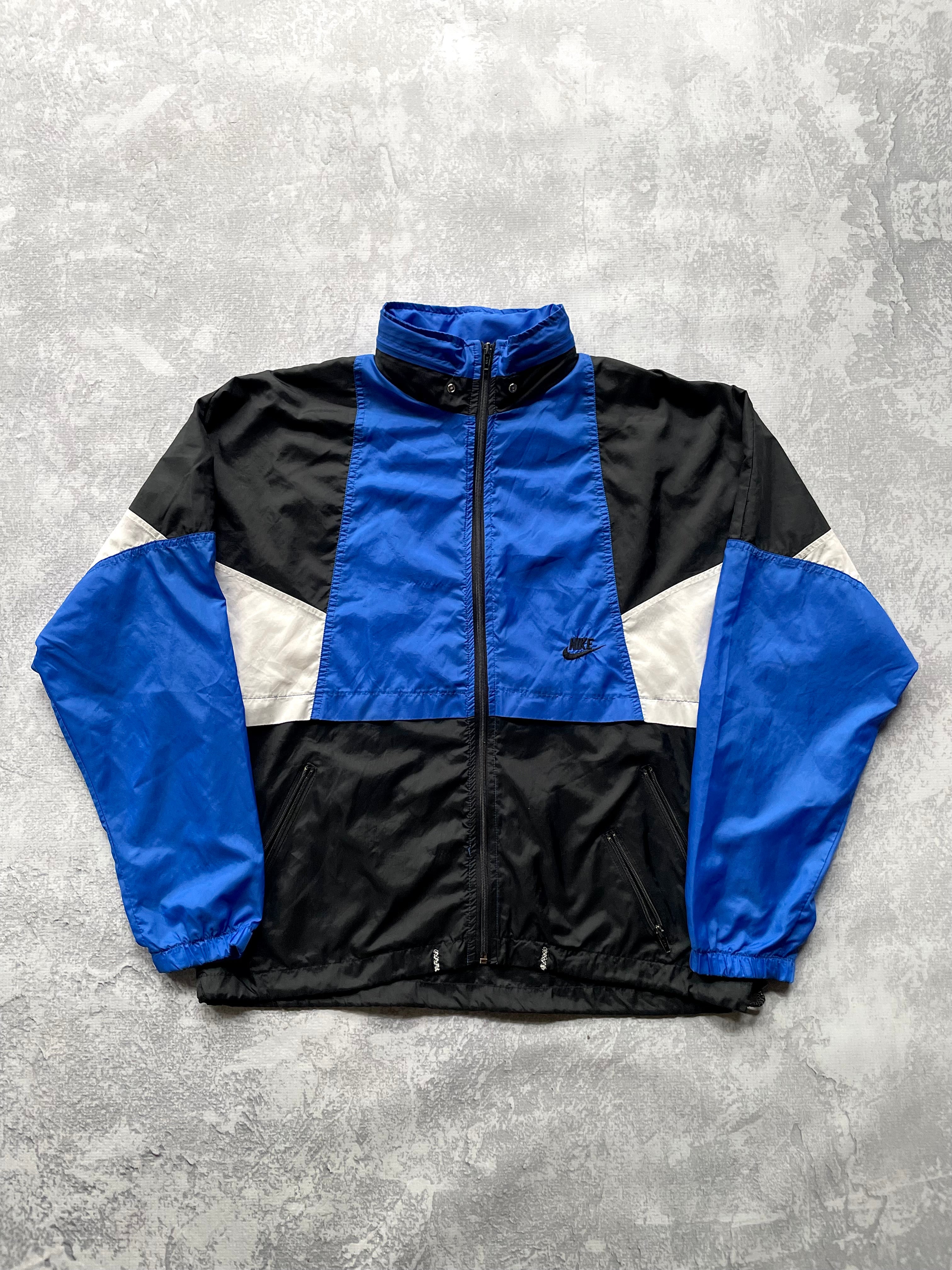 Vintage 90s Nike Multicolor Black/Blue Lightweight Windbreaker Jacket - L