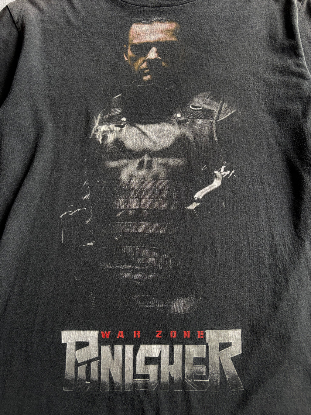 Vintage Marvel Punisher Warzone Big Print Faded Black Tee Shirt - M