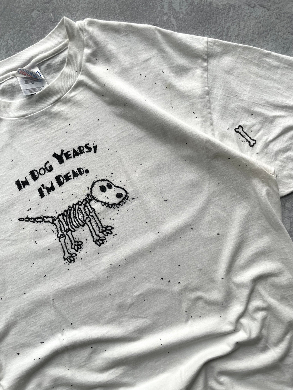 Vintage 90s Dog Years Funny White Tee - XL