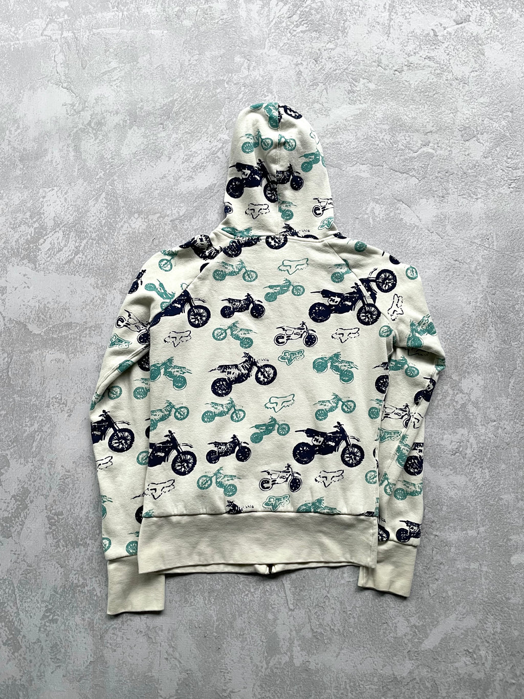 Vintage 2000s Y2K Fox Racing AOP Zip Up Womens Hoodie - L